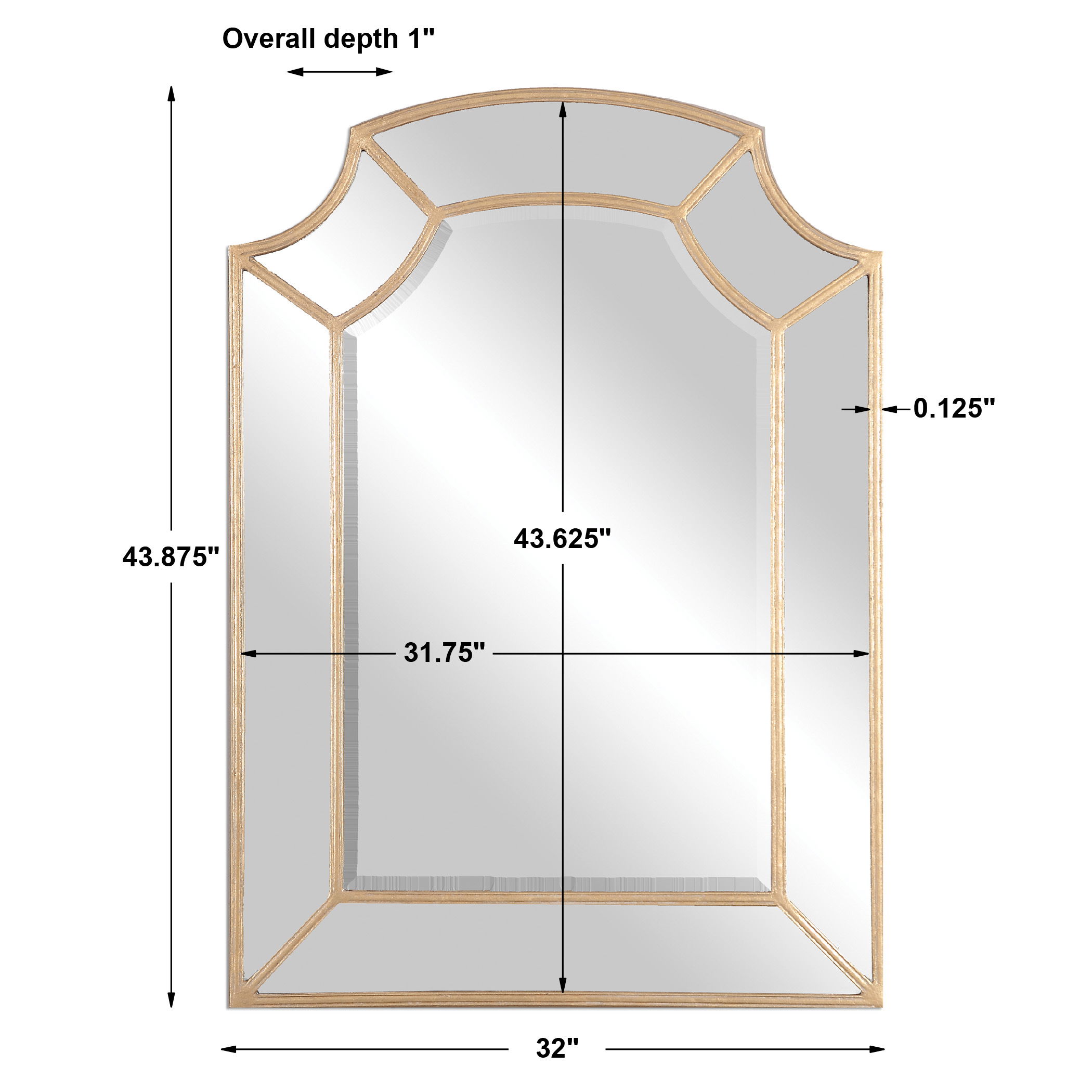 Francoli Gold Arch Mirror, by Uttermost, 32" width x 43.87" height x 1" depth View 3