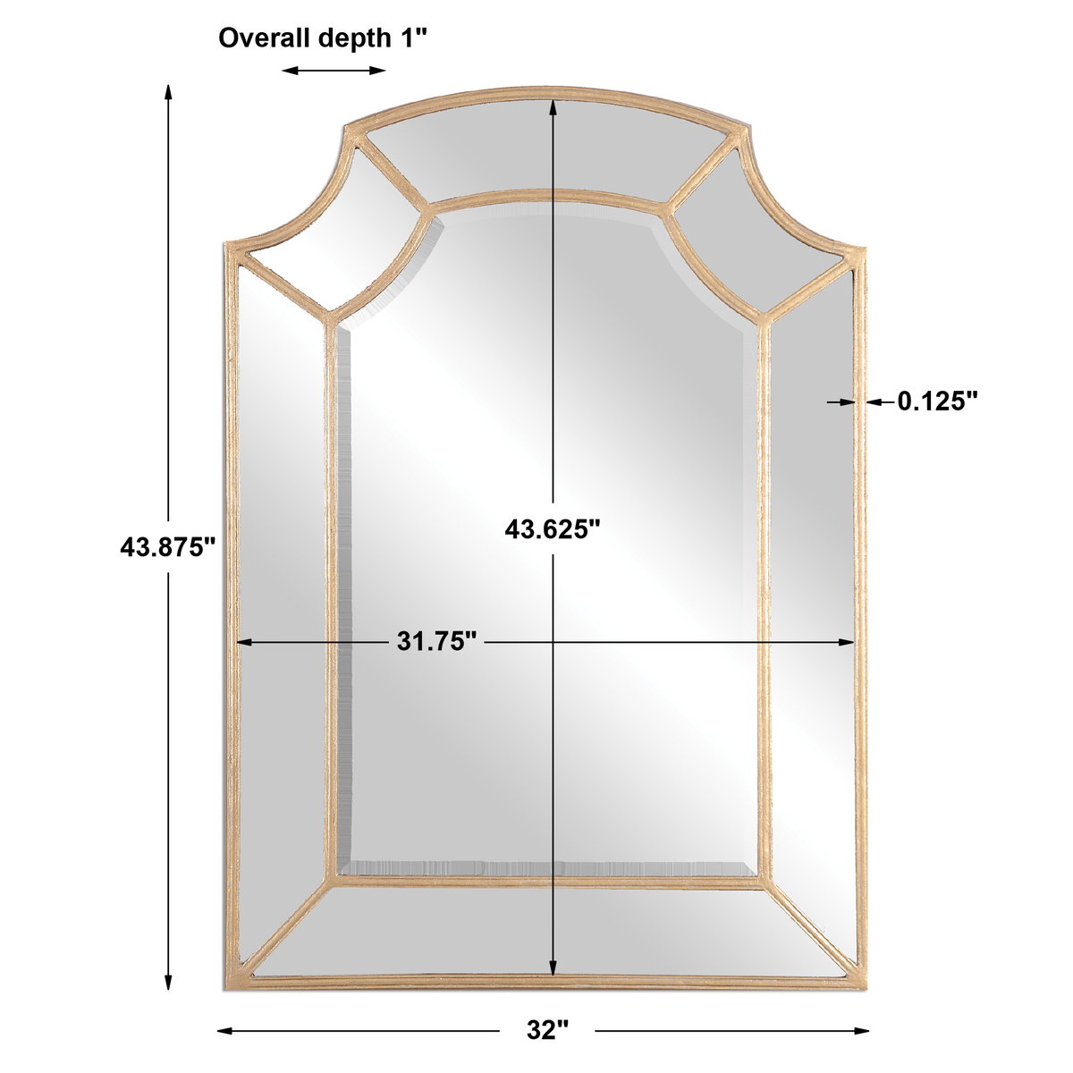 Francoli Gold Arch Mirror, by Uttermost, 32" width x 43.87" height x 1" depth View 3