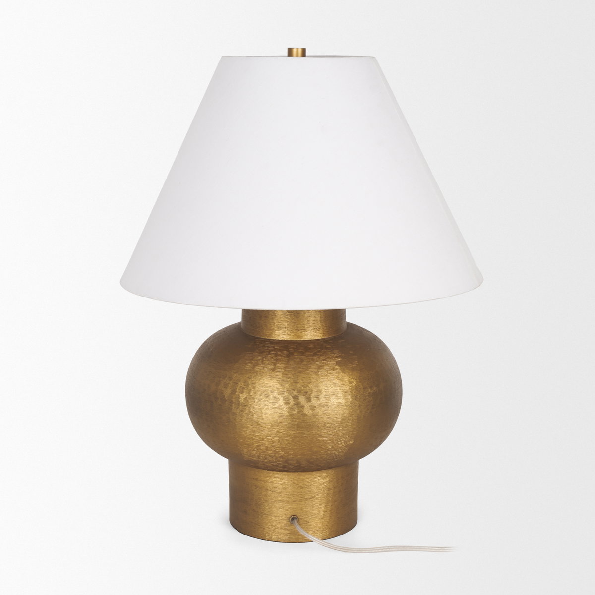 Salaah Antique Gold Brushed Metal with Cream Shade Table Lamp, by Mercana, 19.5" length x 19.5" width x 26" height View 4
