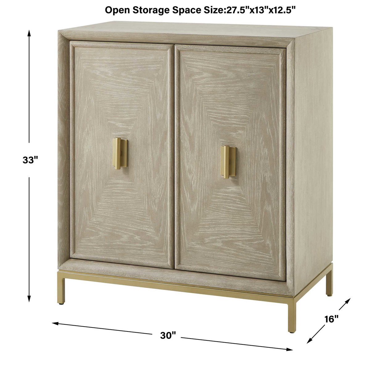 Alessia Washed 2 Door Cabinet, Cabinets & Chest by Uttermost, 30" width x 33" height x 16" depth View 3