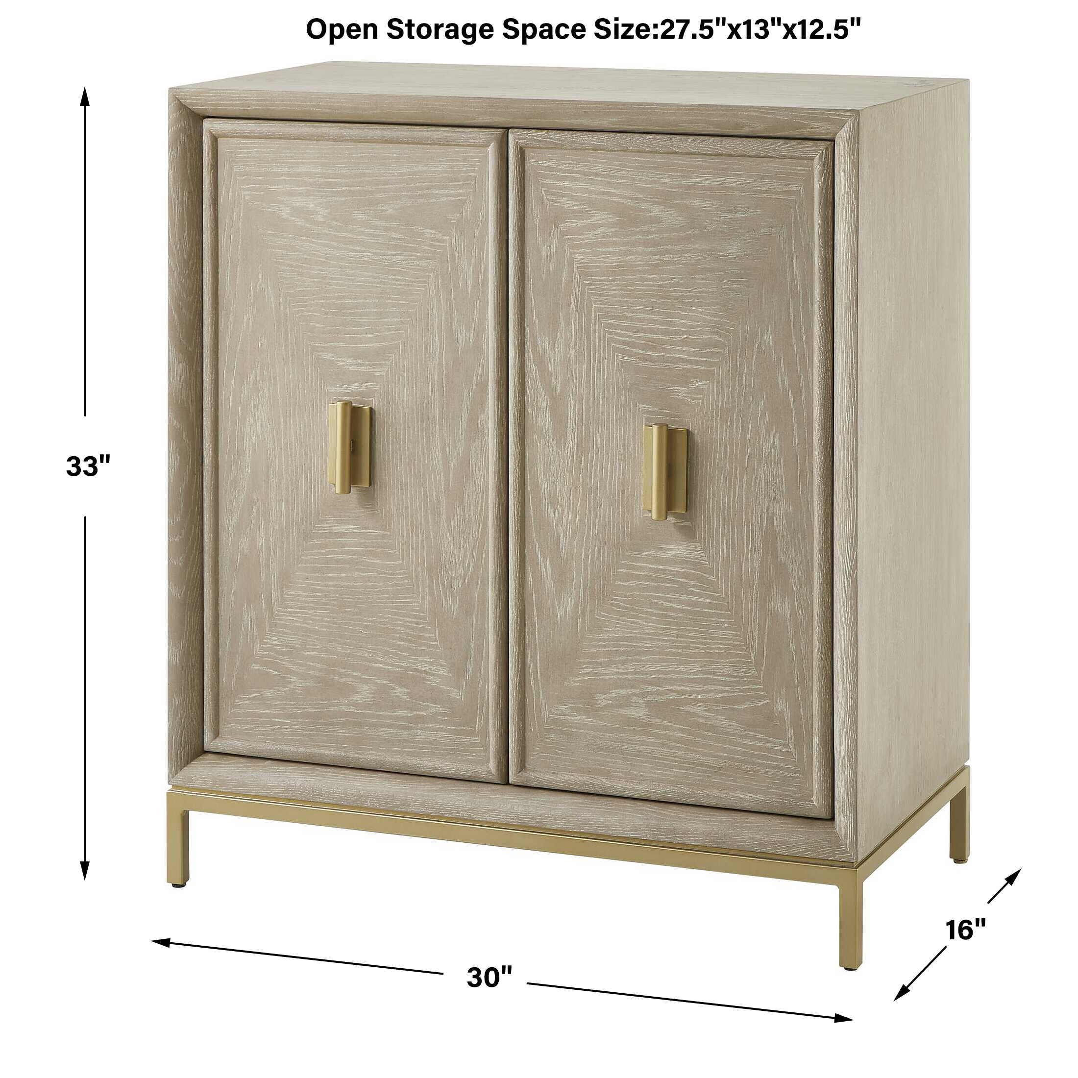Alessia Washed 2 Door Cabinet, Furniture by Uttermost, 30" width x 33" height x 16" depth View 3