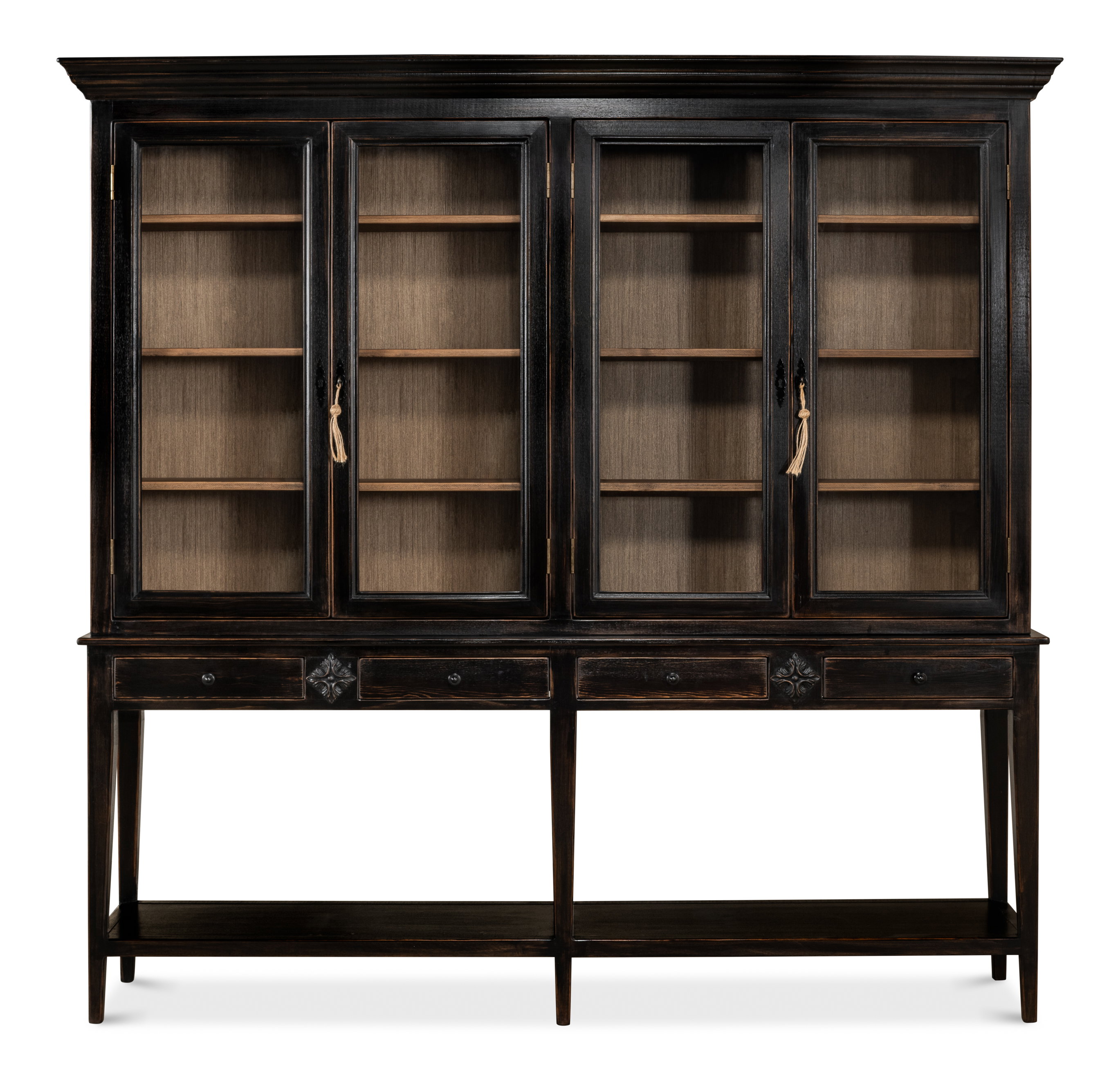 Beacon Hill Display Case, Ebony, Shelving & Bookcase by Sarreid, 88" length x 17" width x 85" height View 2
