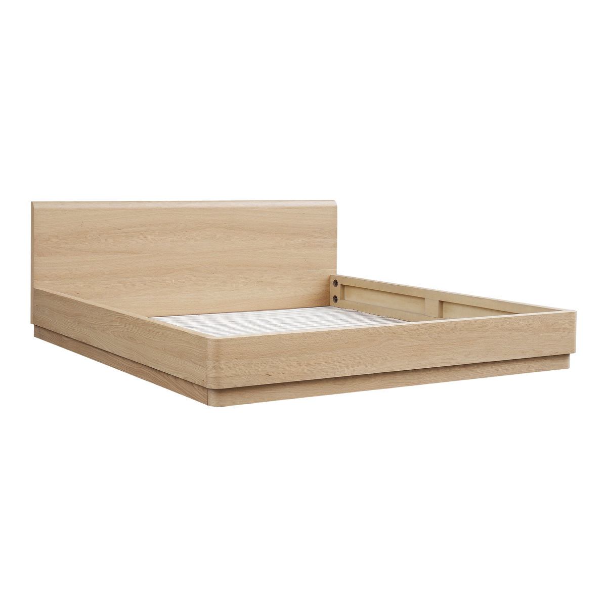 Round Off Queen Bed Light Oak Brown, by Moe's Home, 64" width x 30" height x 84" depth View 3