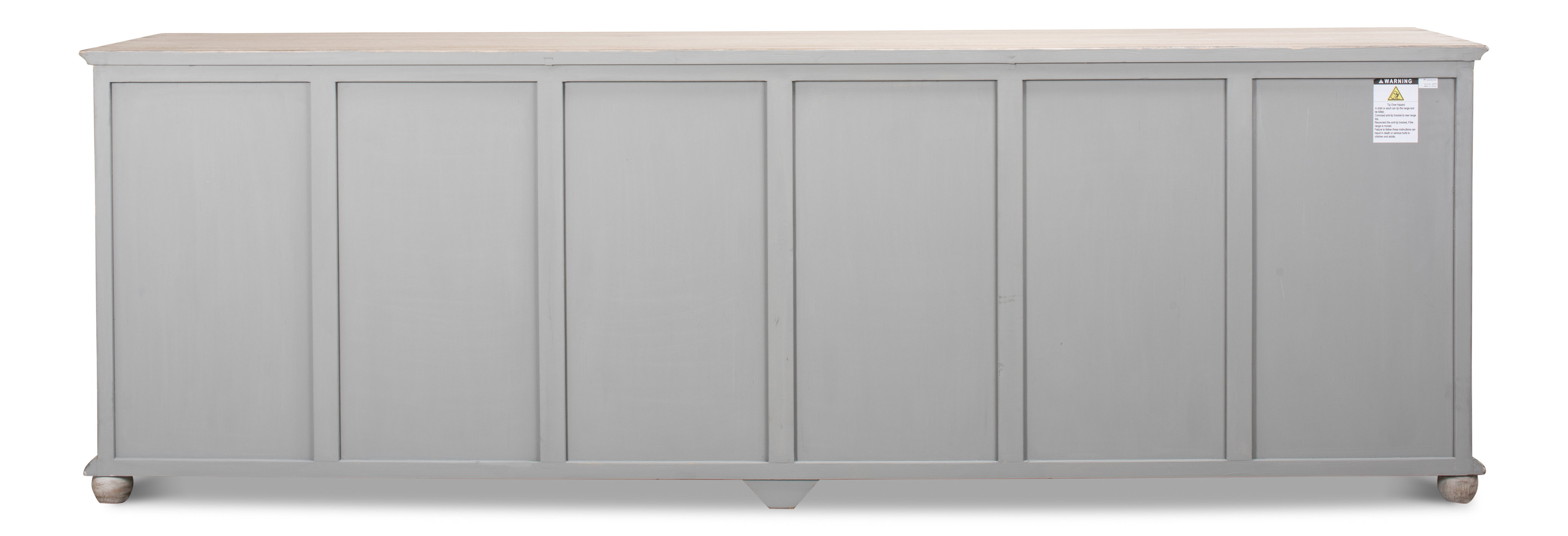 Six Diamonds Sideboard, French Grey, Cabinets & Sideboard by Sarreid, 112" length x 22" width x 37" height View 3