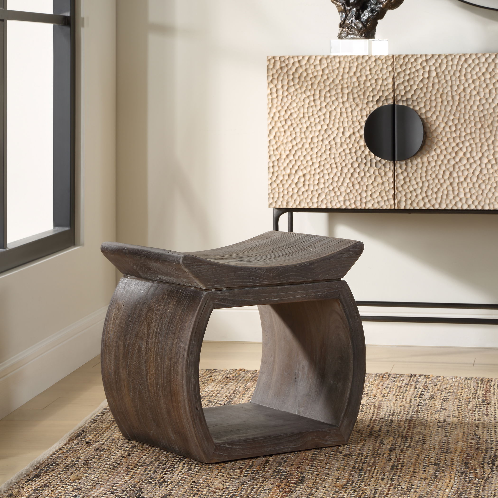 Connor Walnut Accent Stool large image 