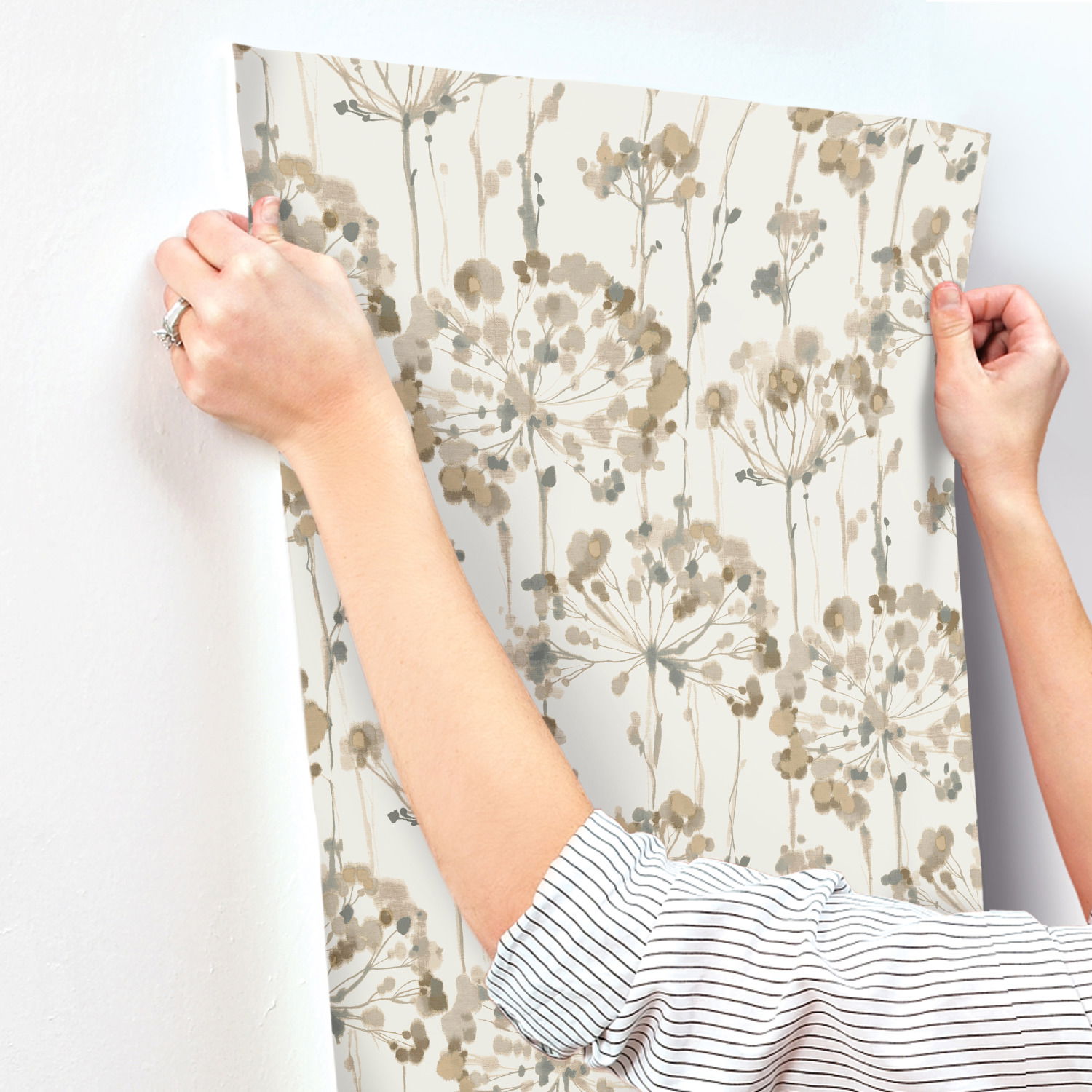 Flourish Taupe Metallic Wallpaper large image 