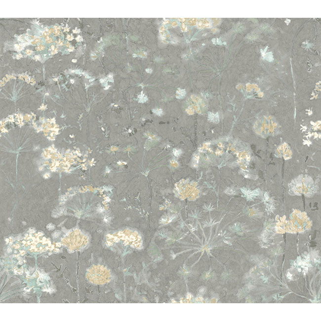 Botanical Fantasy Grey Wallpaper large image 