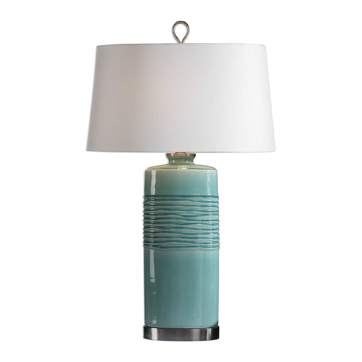 Rila Distressed Teal Table Lamp, by Uttermost, 19" width x 32" height x 13" depth View 1