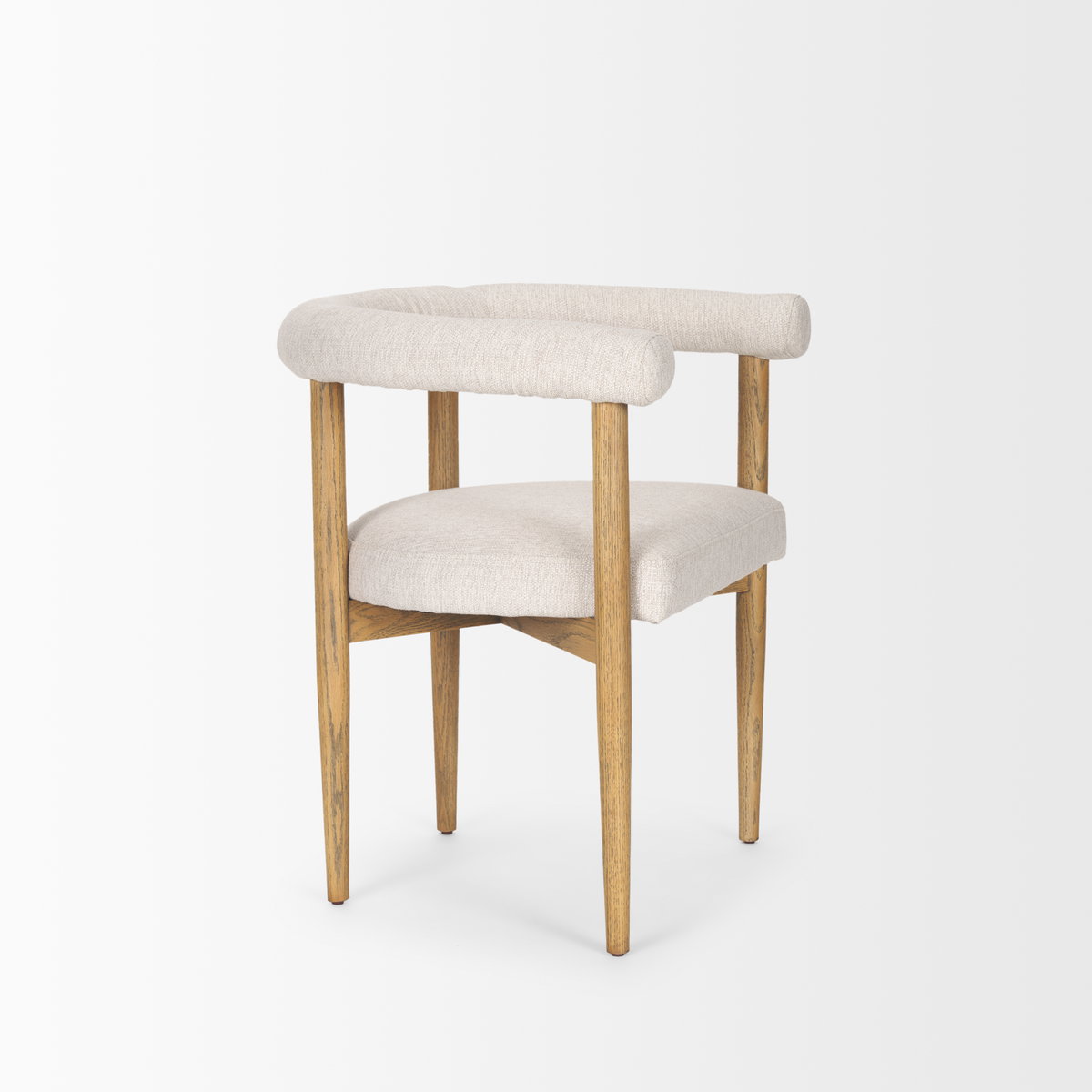 Arden Curved Back Dining Side Chair | Cream Twill with Brown Wood, Dining Chair by Mercana, 26" length x 21.5" width x 28" height View 7