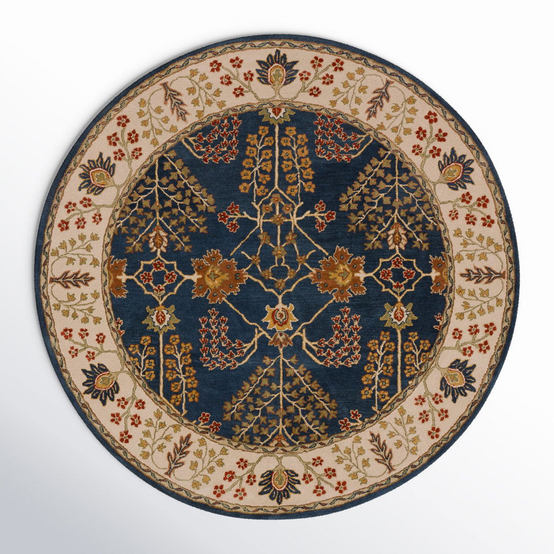 Poeme Hand-Woven Tufted Wool Dark Blue Area Rug large image 