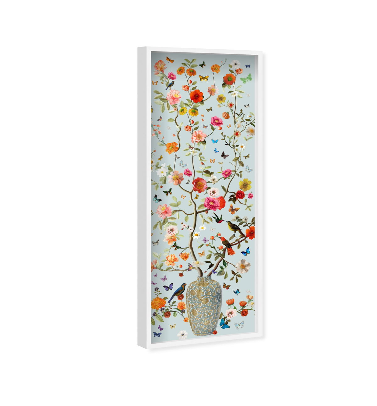 Blooming Coral and Blue 2 (Gold Leaf), Art by Oliver Gal,  20x54 View 2