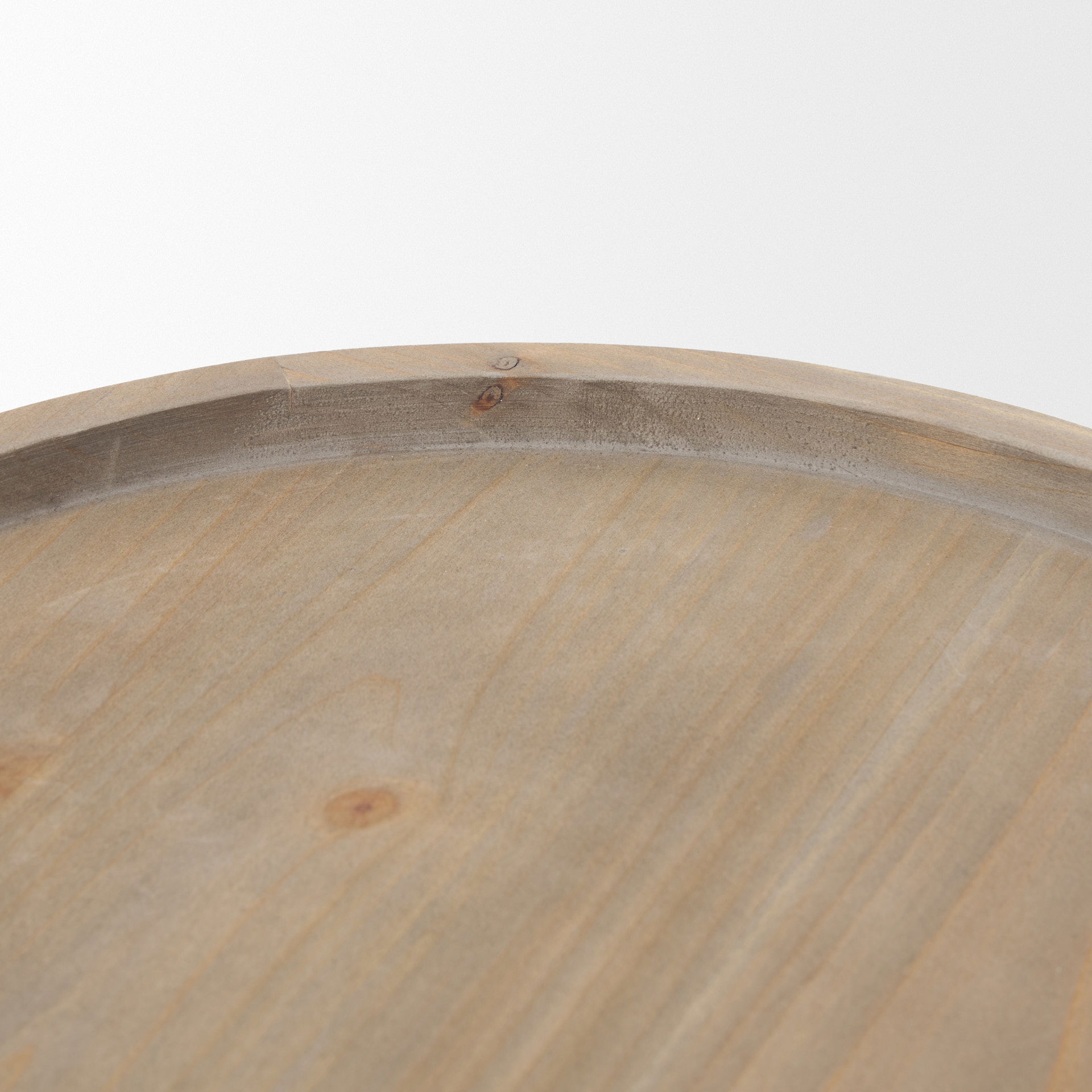 Virve Round Light Brown Wood with Gray Wash Wooden Trays, Decorative Tray by Mercana, 13.25" length x 13.25" width x 5.75" height View 6