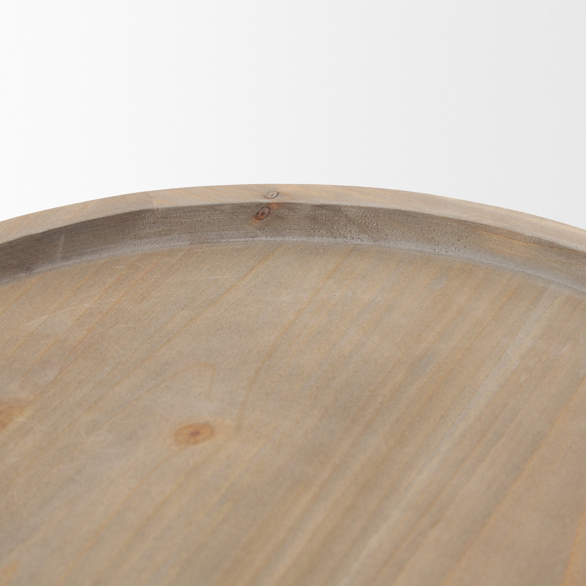 Virve Round Light Brown Wood with Gray Wash Wooden Trays, Decorative Tray by Mercana, 13.25" length x 13.25" width x 5.75" height View 6