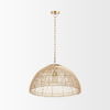 Thad 1-Light Natural Woven Rattan Dome Pendant, by Mercana, 24.5" length x 24.5" width x 14.5" height thumbnail 3