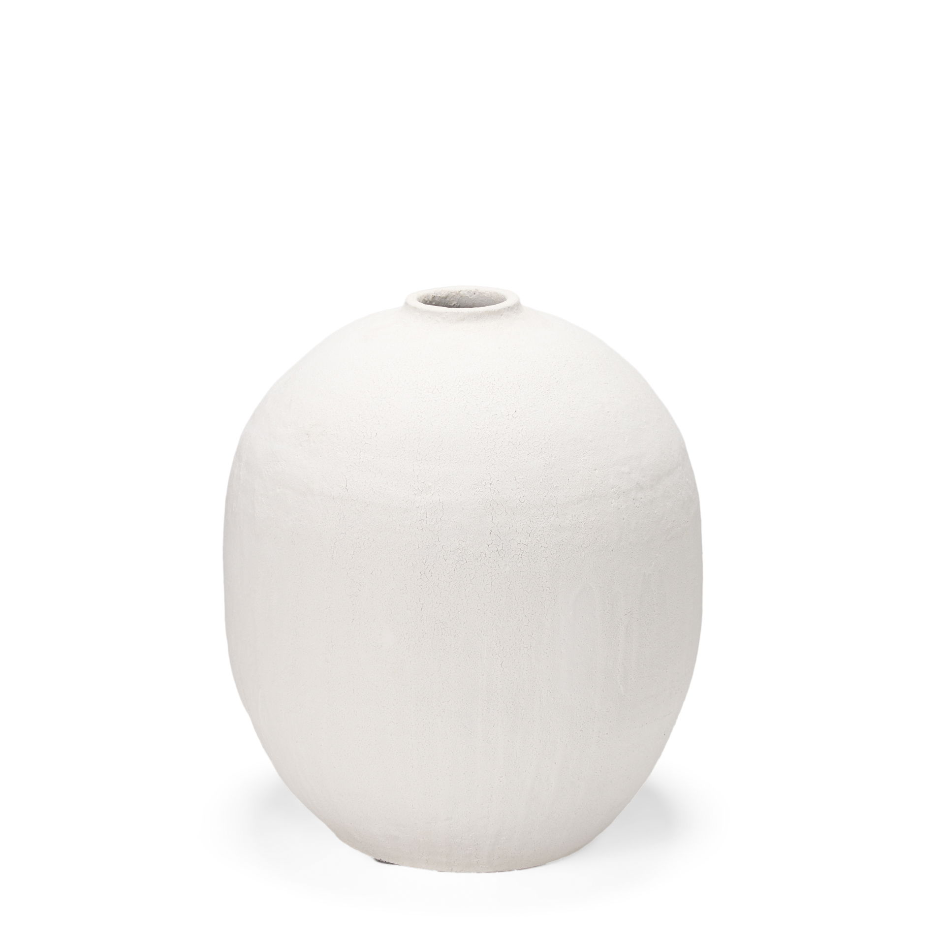 Karakum I Short White Textured Ceramic Vase, by Mercana, 20.5" length x 20.47" width x 23.23" height View 1