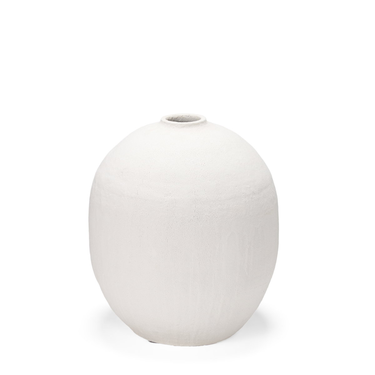 Karakum I Short White Textured Ceramic Vase, by Mercana, 20.5" length x 20.47" width x 23.23" height View 1