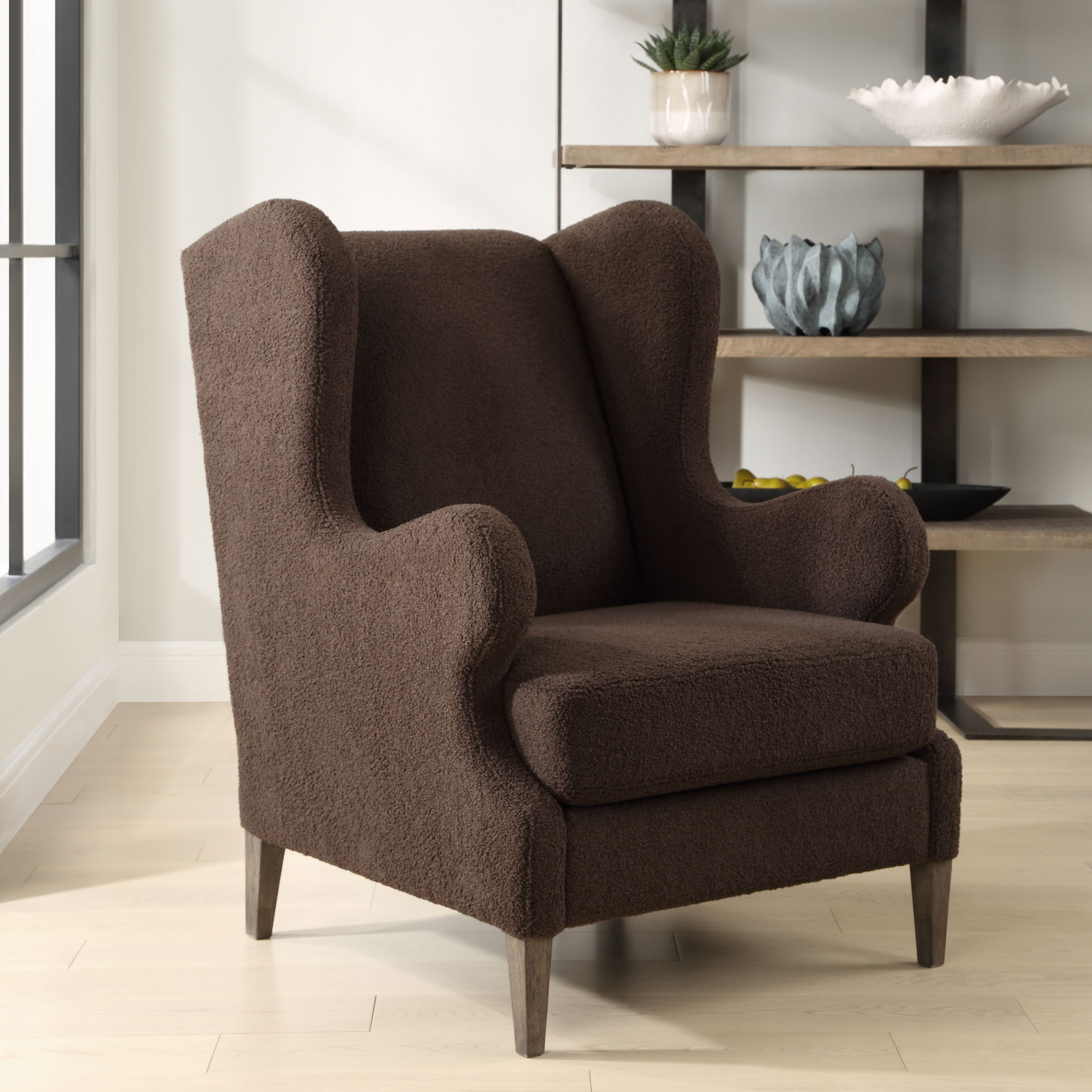 Serpentine Brown Fabric Accent Chair large image 