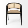 Tabitha Cane Back Dining Arm Chair | Linen with Black Wooden, Dining Chair by Mercana, 23" length x 23" width x 30" height thumbnail 4