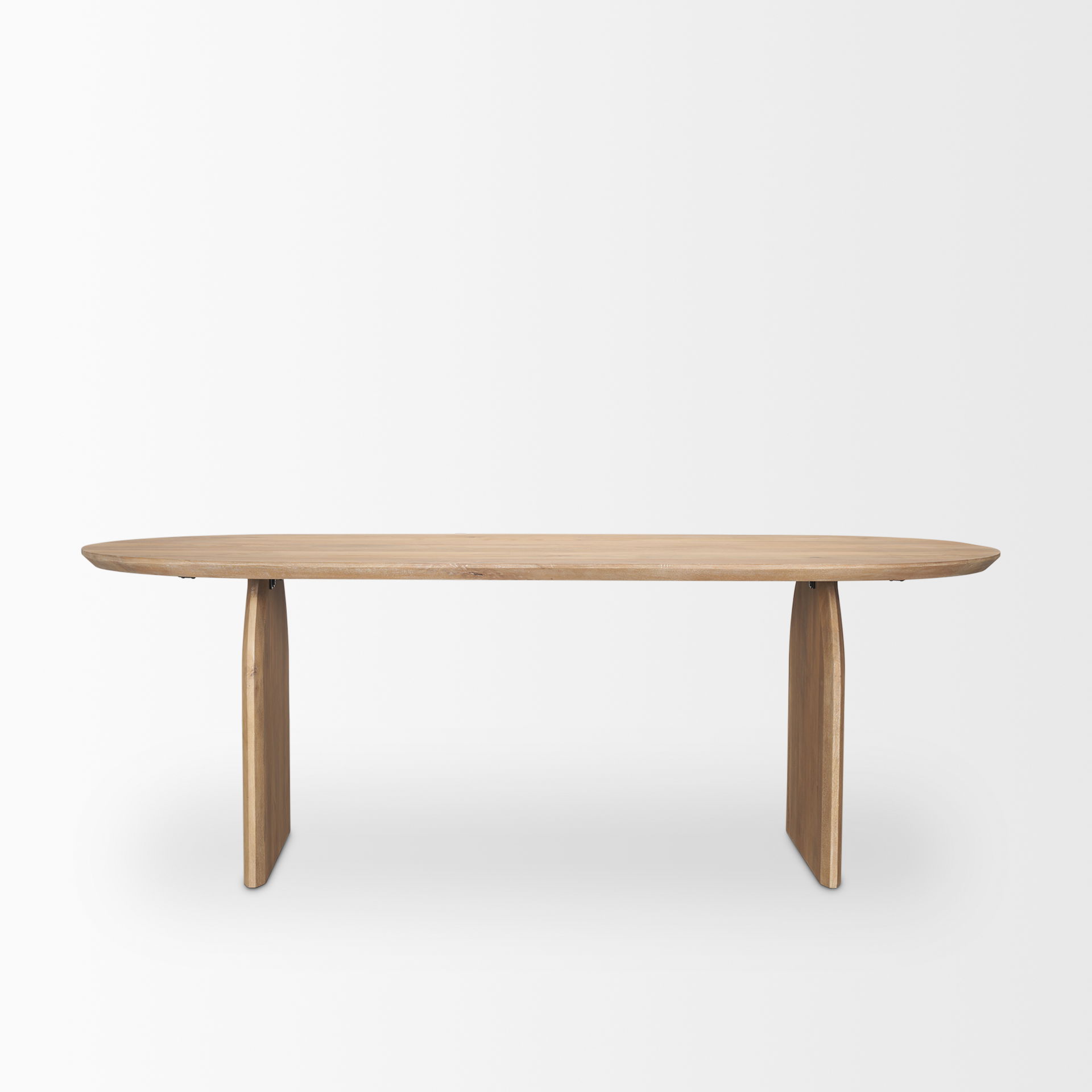 Isla Oval Dining Table with Light Brown Wood Top & Arched Legs large image 