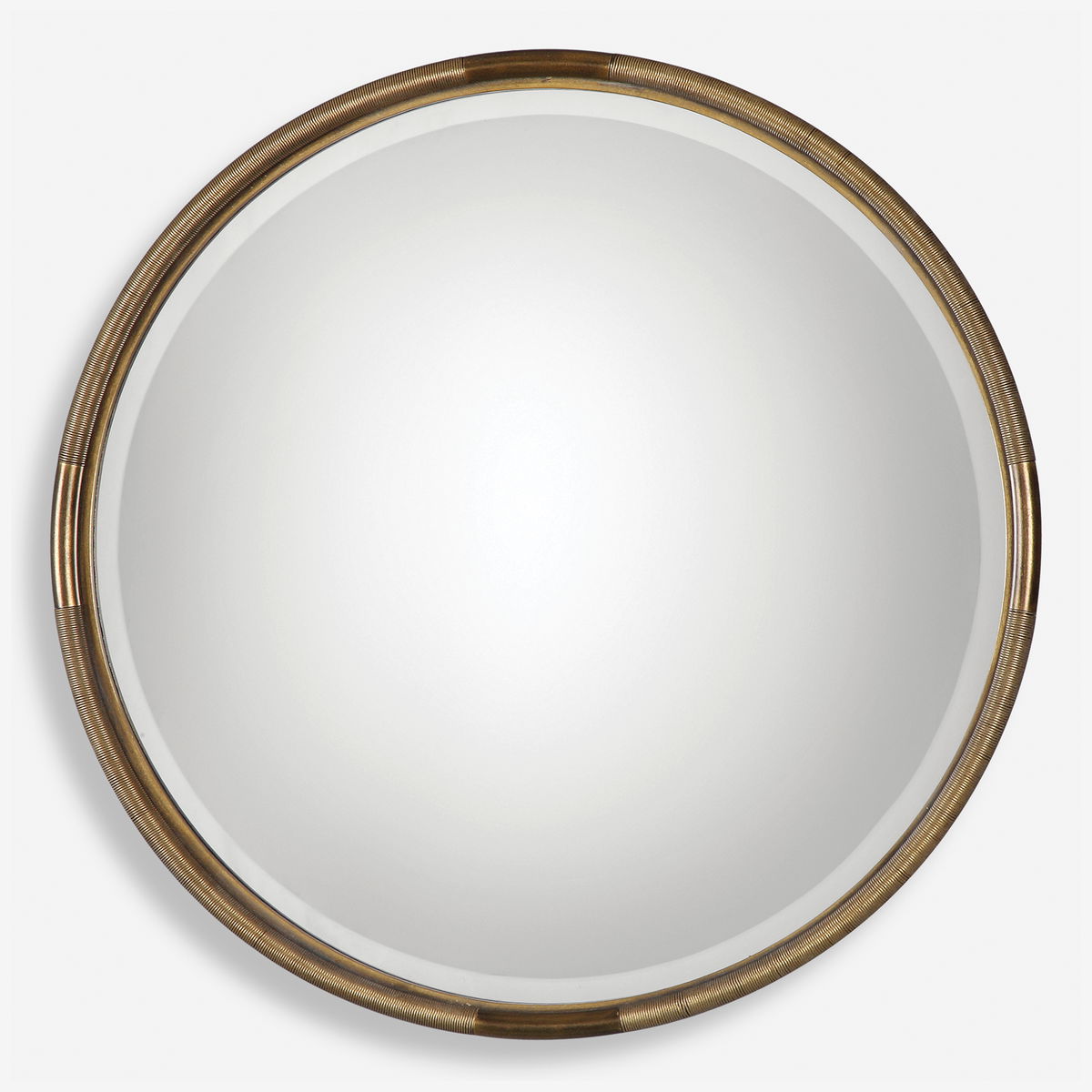 Finnick Iron Coil Round Mirror, by Uttermost, 35.62" width x 35.62" height x 2.25" depth View 1