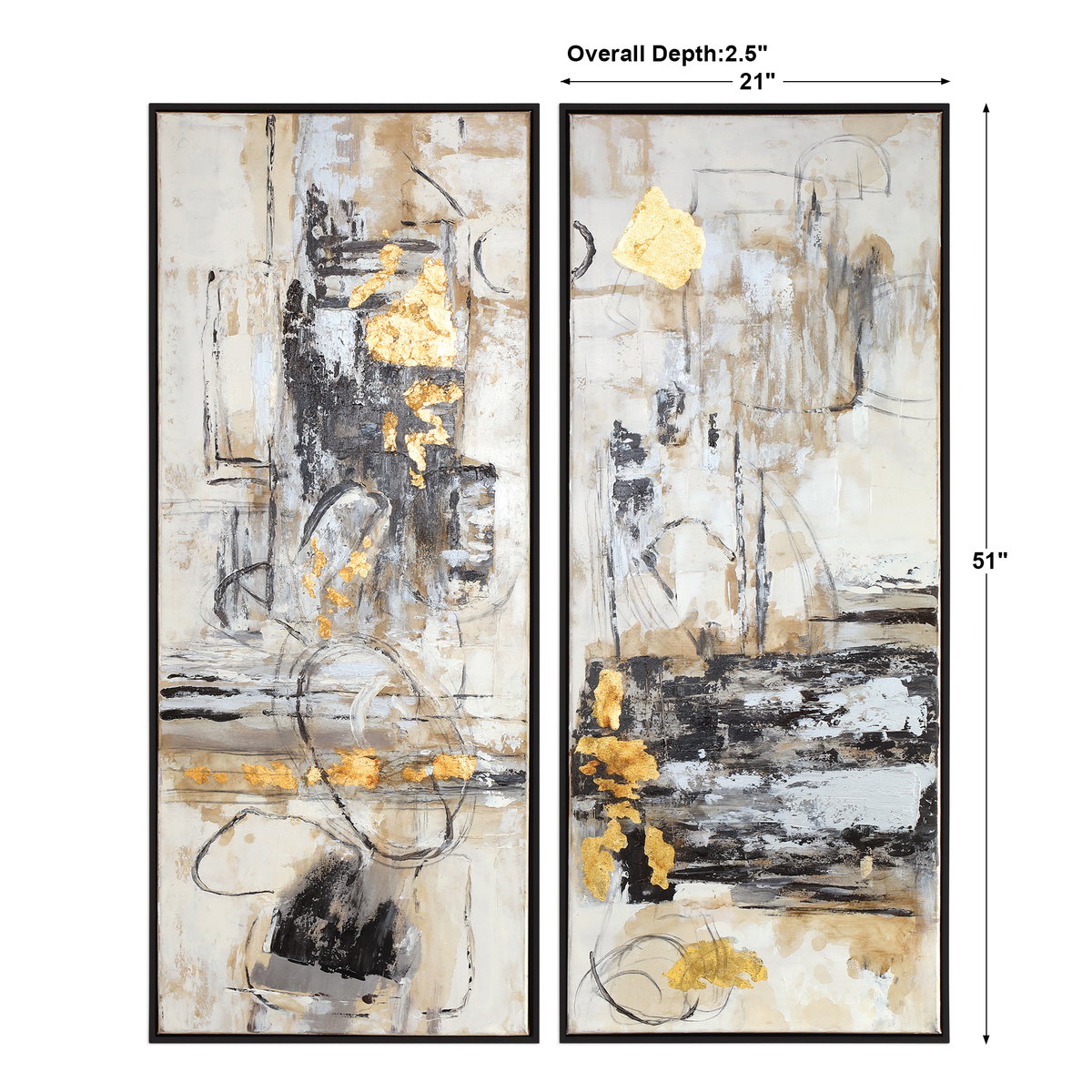 Life Scenes Abstract Art Set/2, Painting by Uttermost, 21" width x 51" height x 2.5" depth View 3