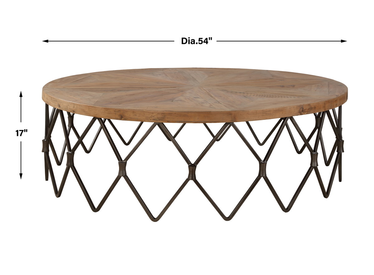 Chain Reaction Wooden Coffee Table, by Uttermost, 54" width x 17" height x 54" depth View 3