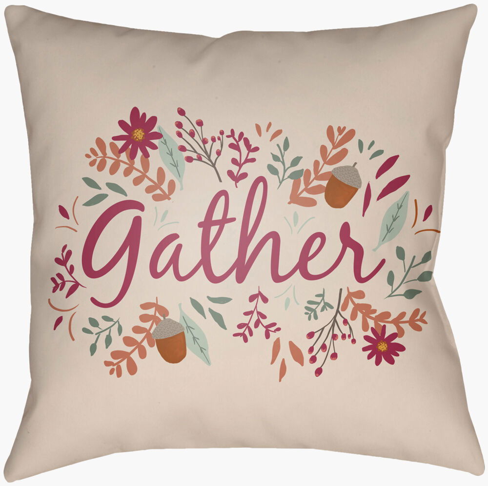 Gratitude Accent Pillow, Decorative Pillow by Surya, 18" length x 18" width