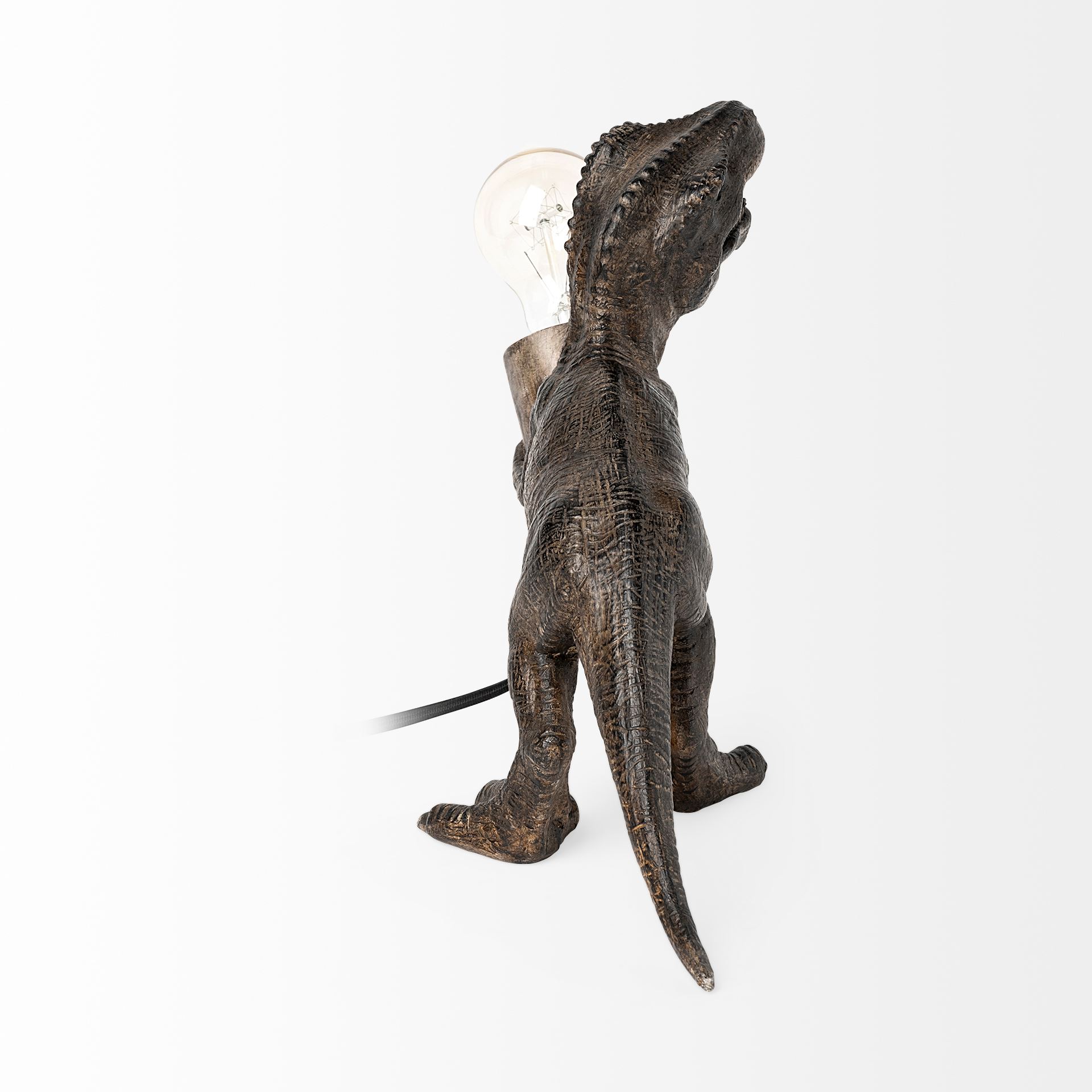 Raptor (10.6'H) Dark Tone Resin Tyrannosaurus Rex Table Lamp, by Mercana, 12.01" length x 5.91" width x 10.63" height View 5