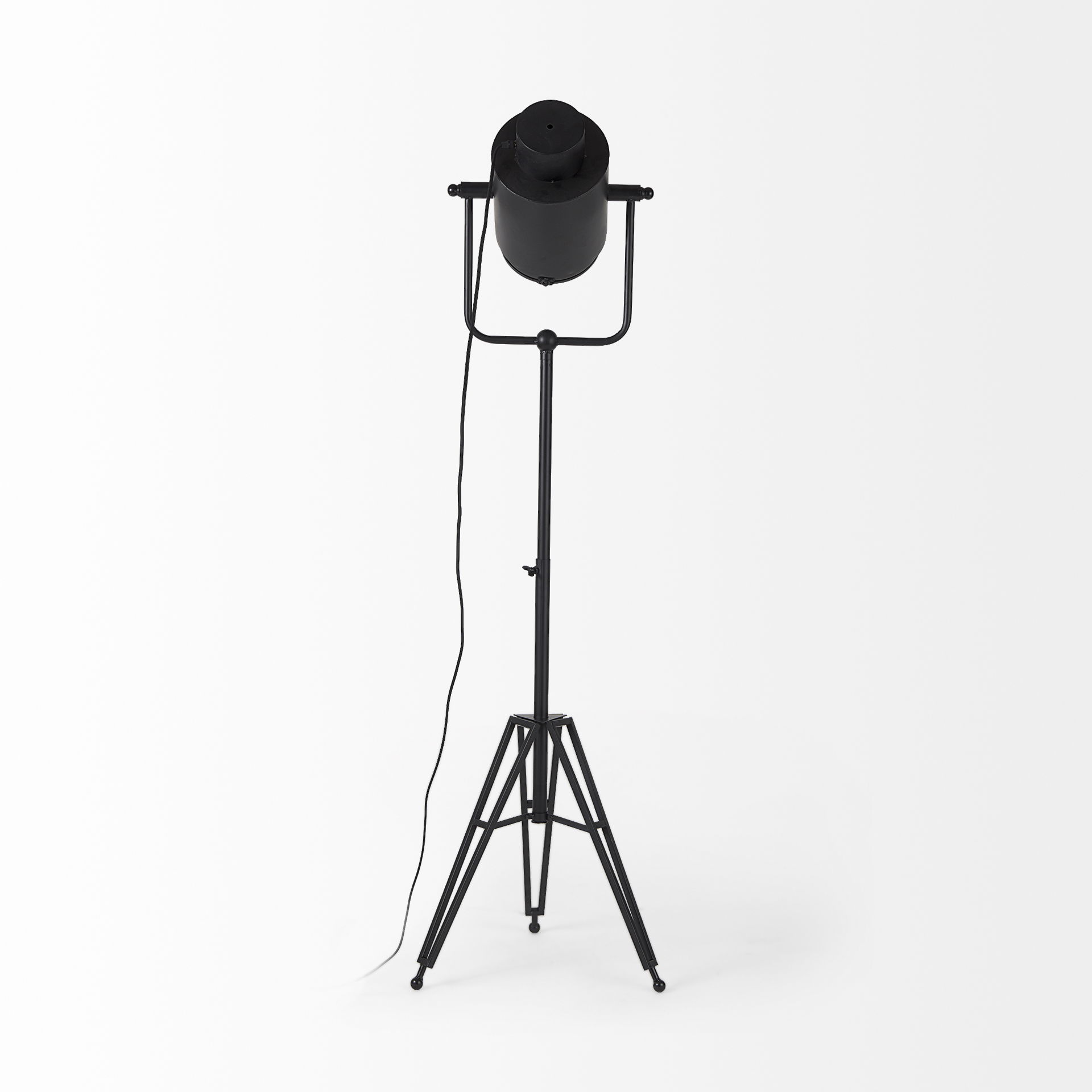 Debdou 22L x 22W x 61H Black and White Metal Adjustable Cinema-Style Floor Lamp, by Mercana View 5