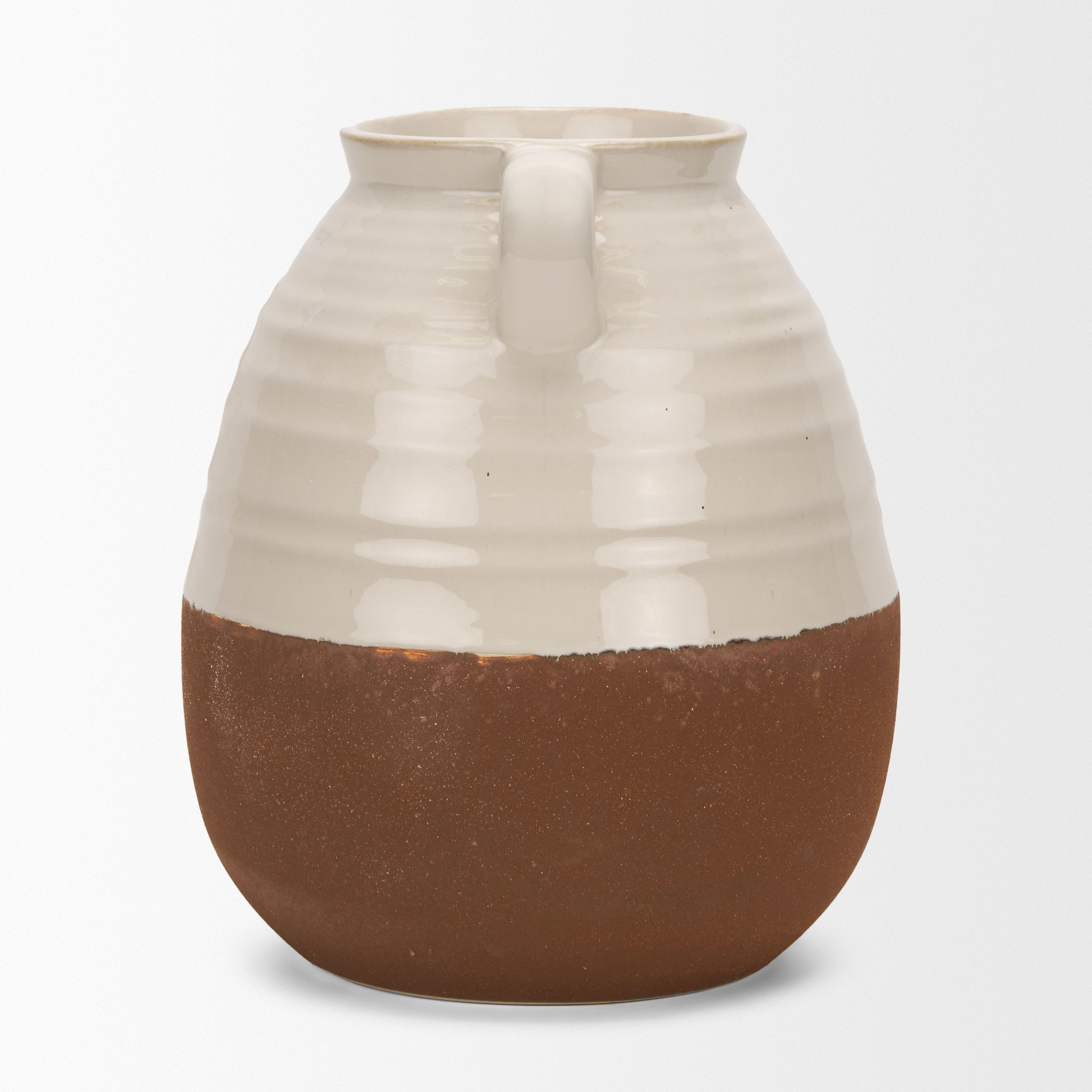 Tryna Large Beige with Matte Brown Ceramic Vase, by Mercana, 9.05" length x 9.05" width x 13.78" height View 7