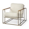 Watson Cream Fabric Wrap Gold Metal Frame Accent Chair, by Mercana, 30" length x 34.25" width x 29.13" height thumbnail 1