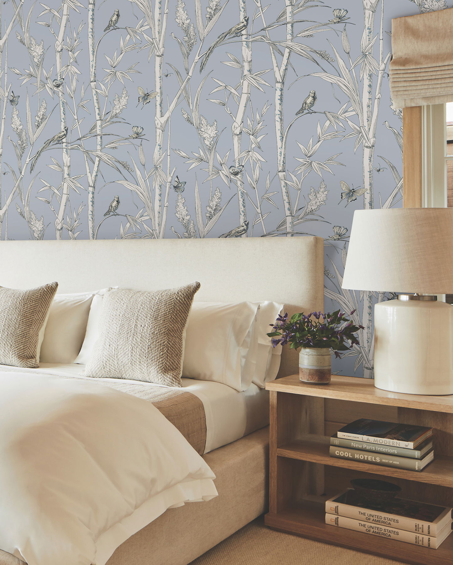 Bambou Toile Sky Blue Wallpaper large image 