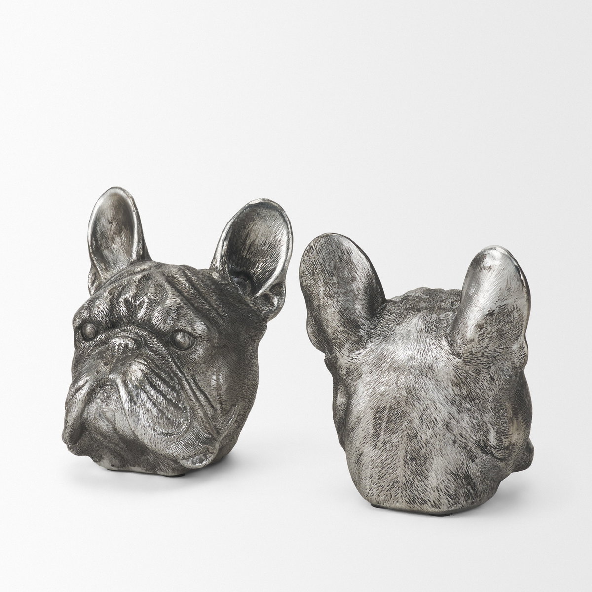 Bruno (Set of 2) 5L x 5W Silver American Bulldog Bookends, by Mercana, 4.84" length x 4.72" width x 5.51" height View 7