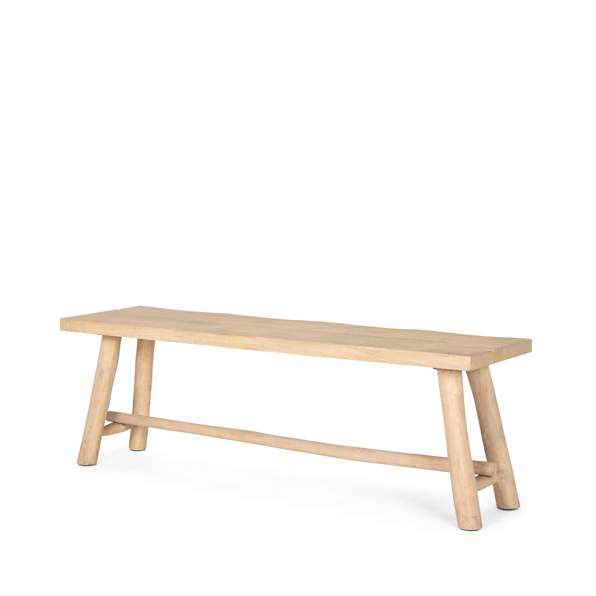 Sekou Light Brown Wooden Craftsman Bench, Benche by Mercana, 56" length x 16" width x 19" height View 1