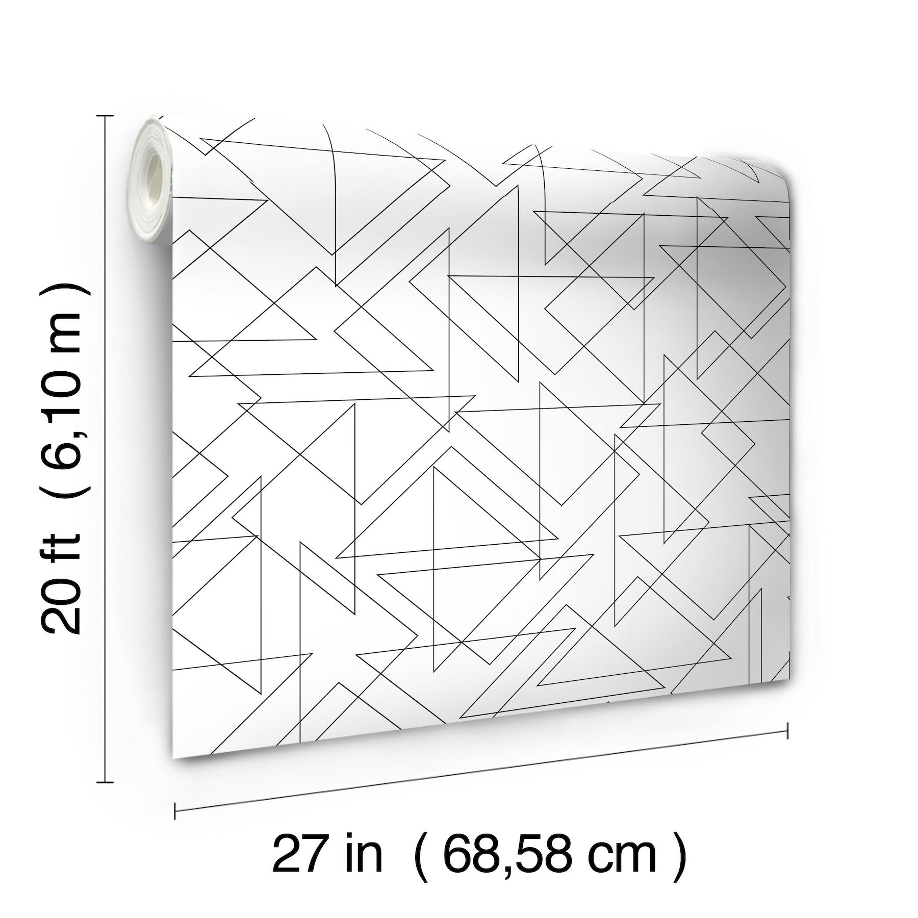 Triangulation Black & White Peel & Stick Wallpaper large image 