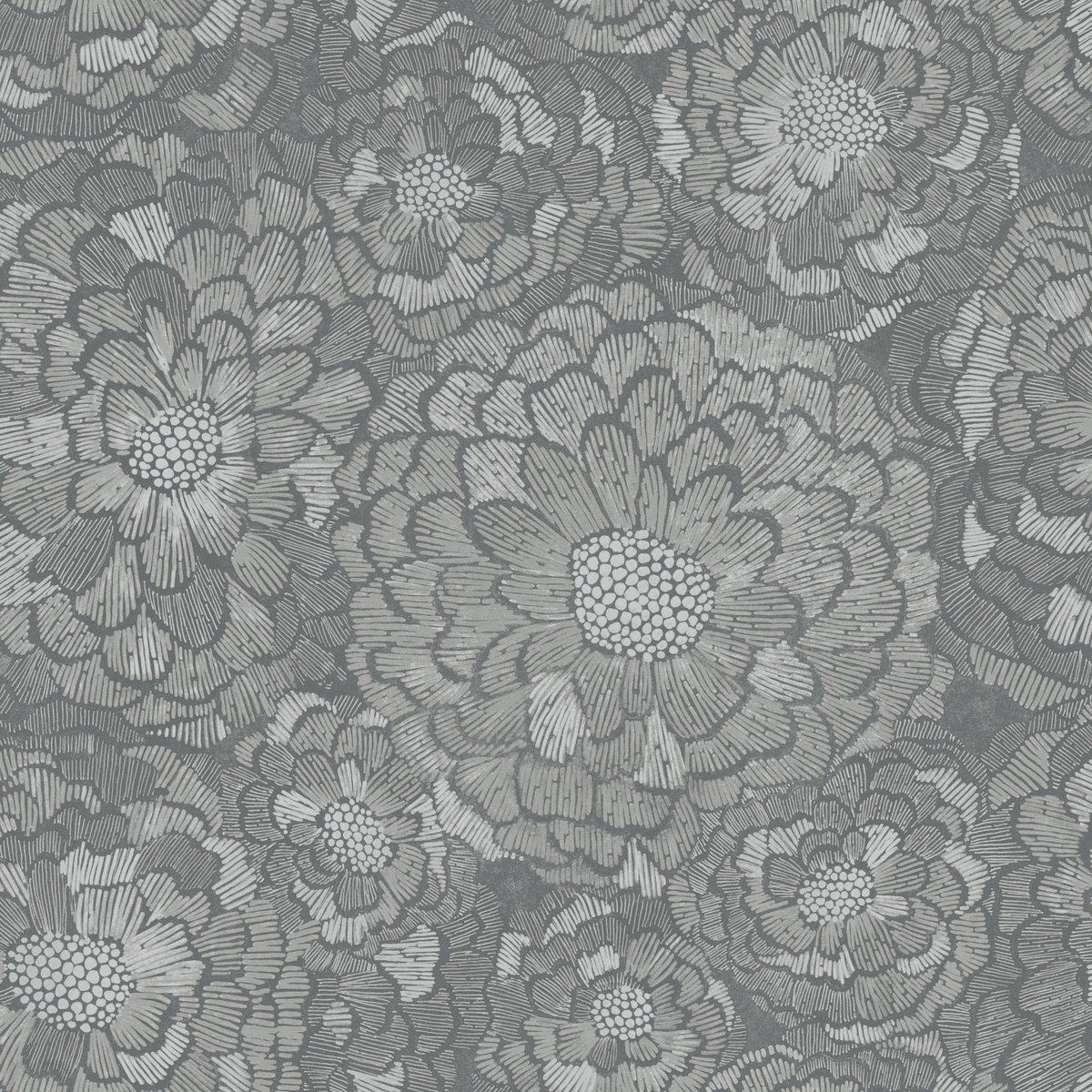 Zen Dahlia Grey Peel & Stick Wallpaper, by York Wall, 16'6" length x 1'8.5" width x 0.02" depth