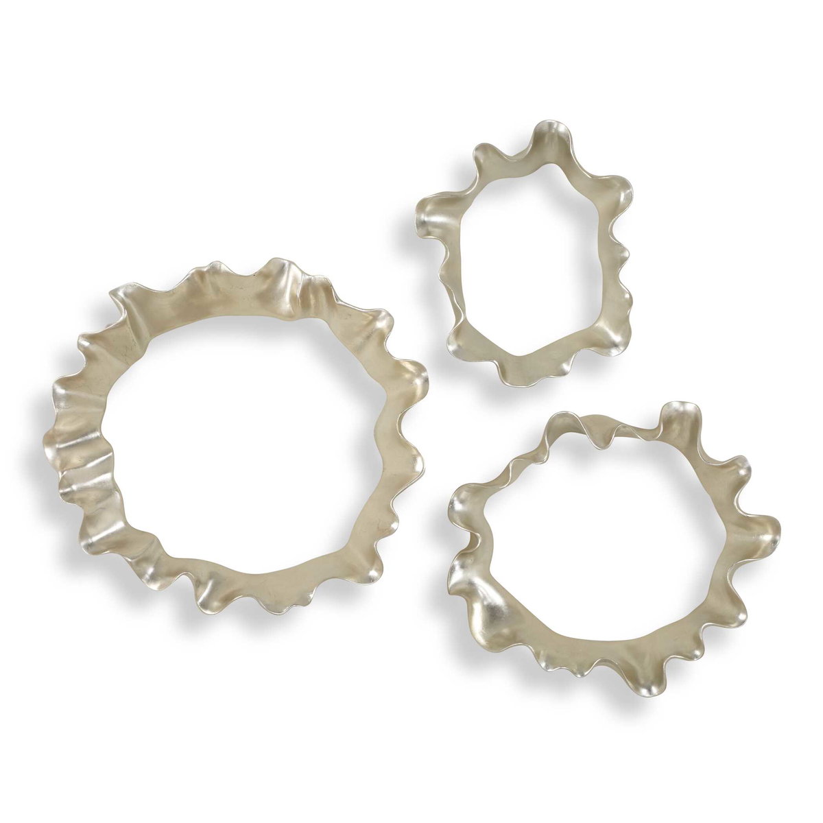 Ripple Effect Silver Wall Art Set/3, by Uttermost, 1'5" width x 1'7" height x 3.25" depth View 1
