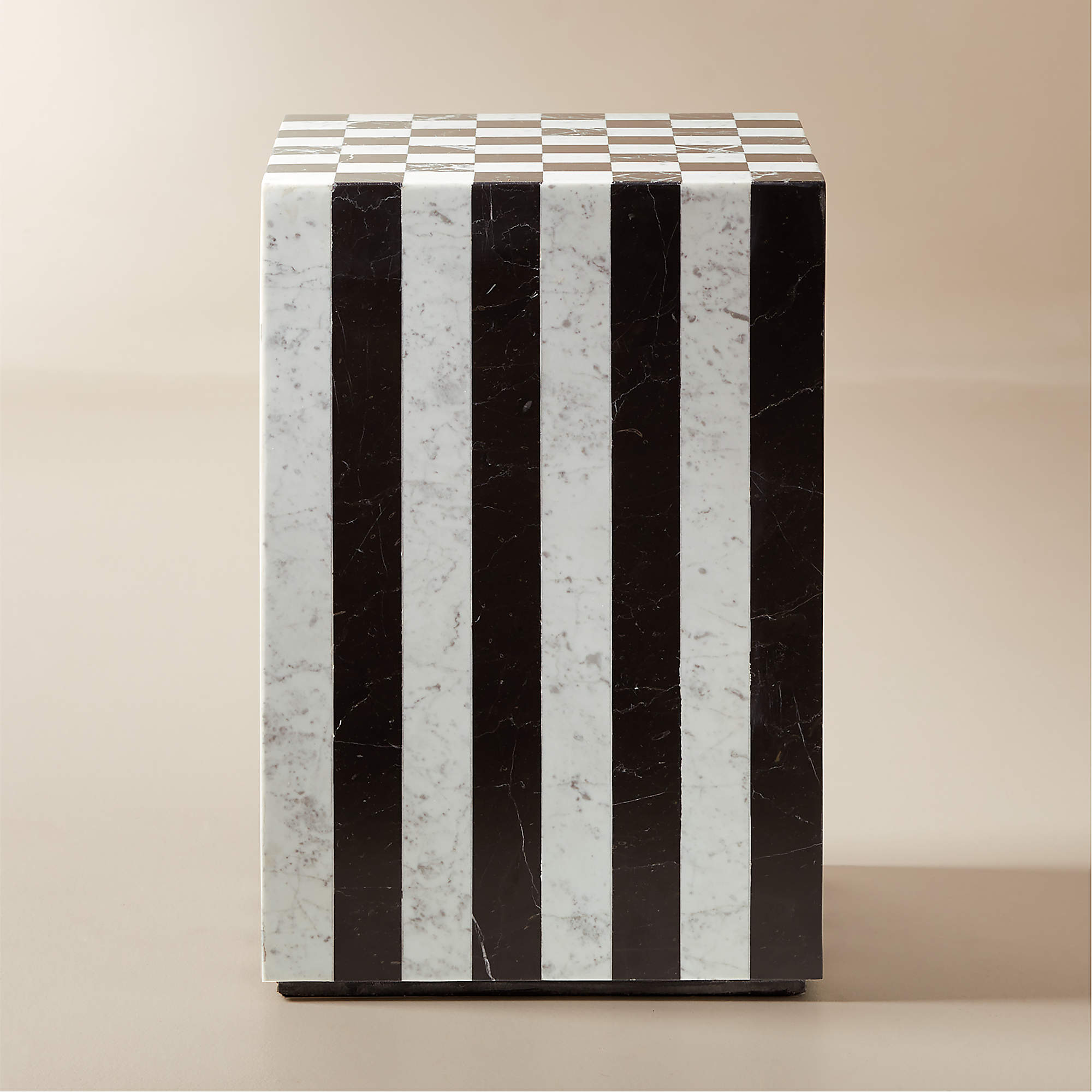 Online Designer Combined Living/Dining Fori Square Black and White Marble Game Side Table