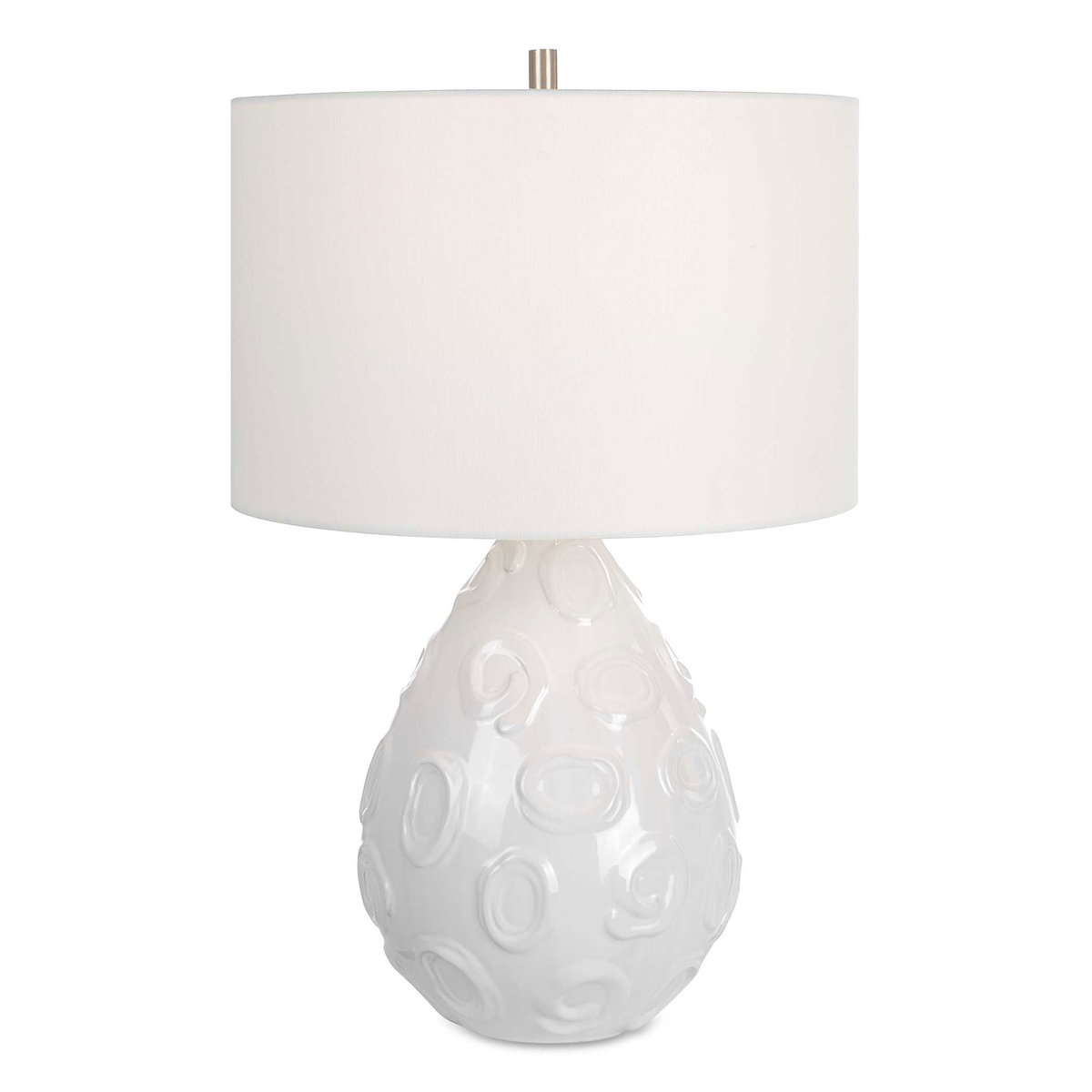 Loop White Glaze Table Lamp, by Uttermost, 1'4" width x 2'1" height x 1'4" depth View 1