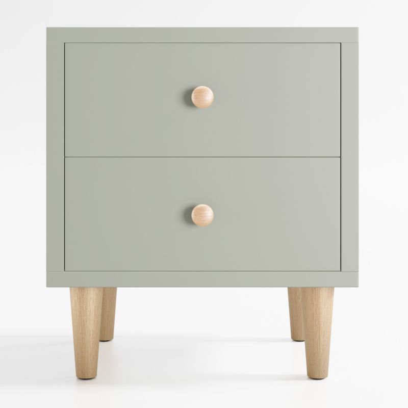 Online Designer Bedroom Finn 20" Sage Green Wood 2-Drawer Kids Nightstand