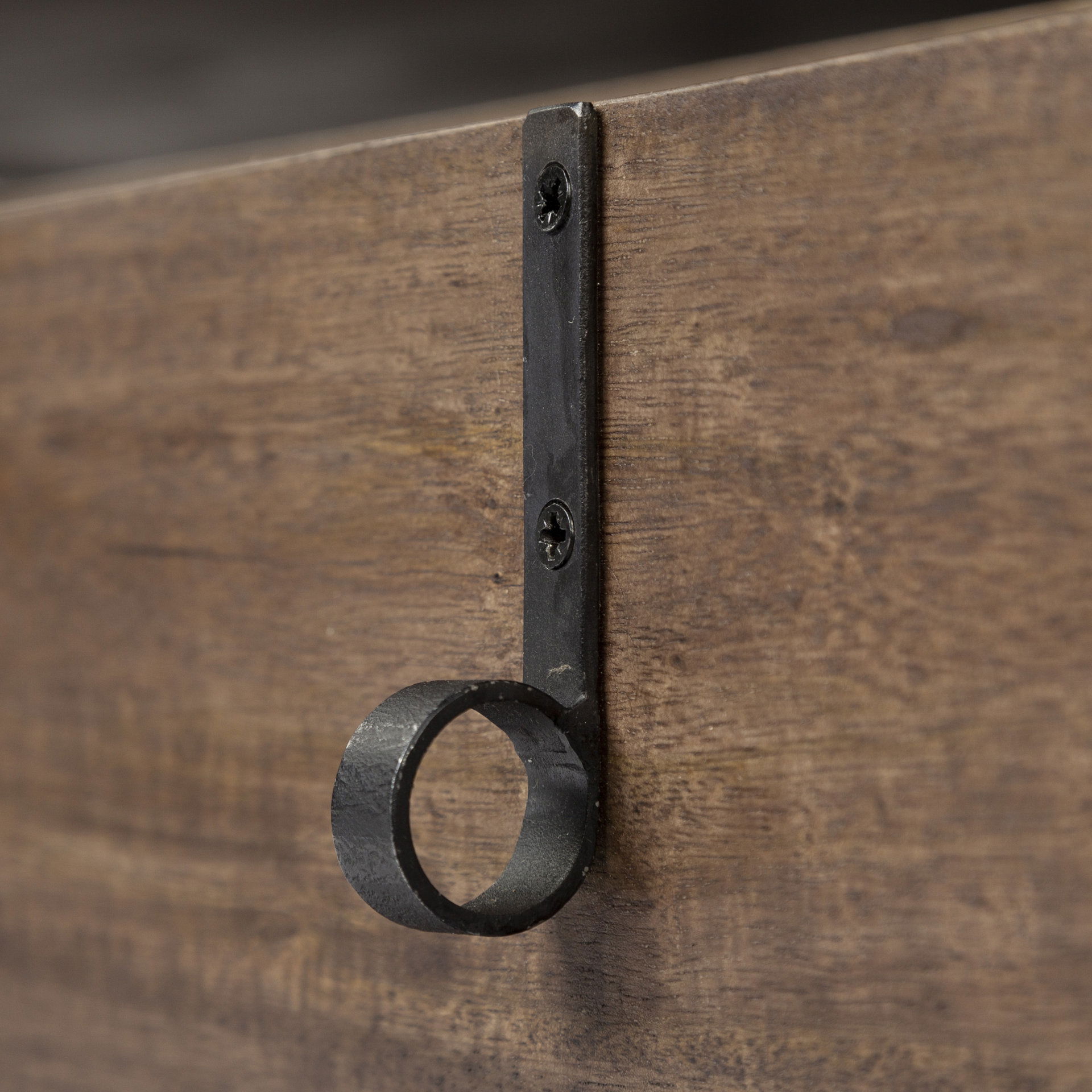 Glenn II 54x30 Dark Brown Wood with Black Iron Frame, Rectangle 3 Drawers Coffee Table, by Mercana, 55.75" length x 30.5" width x 17" height View 11