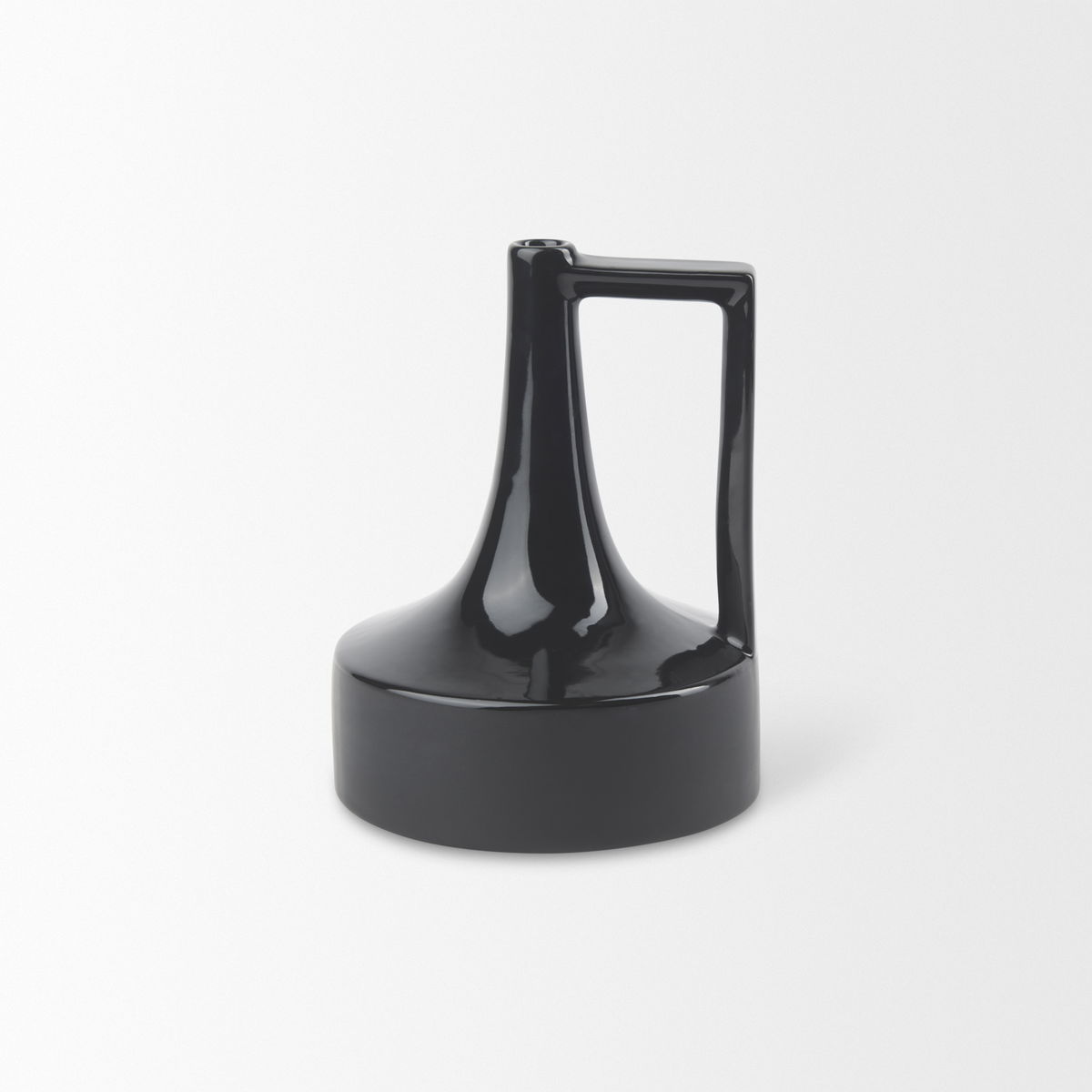 Burton 8.3H Small Glossy and Matte Black Ceramic Jug Vase, Decorative Jar by Mercana, 6.1" length x 6.1" width x 8.27" height View 4
