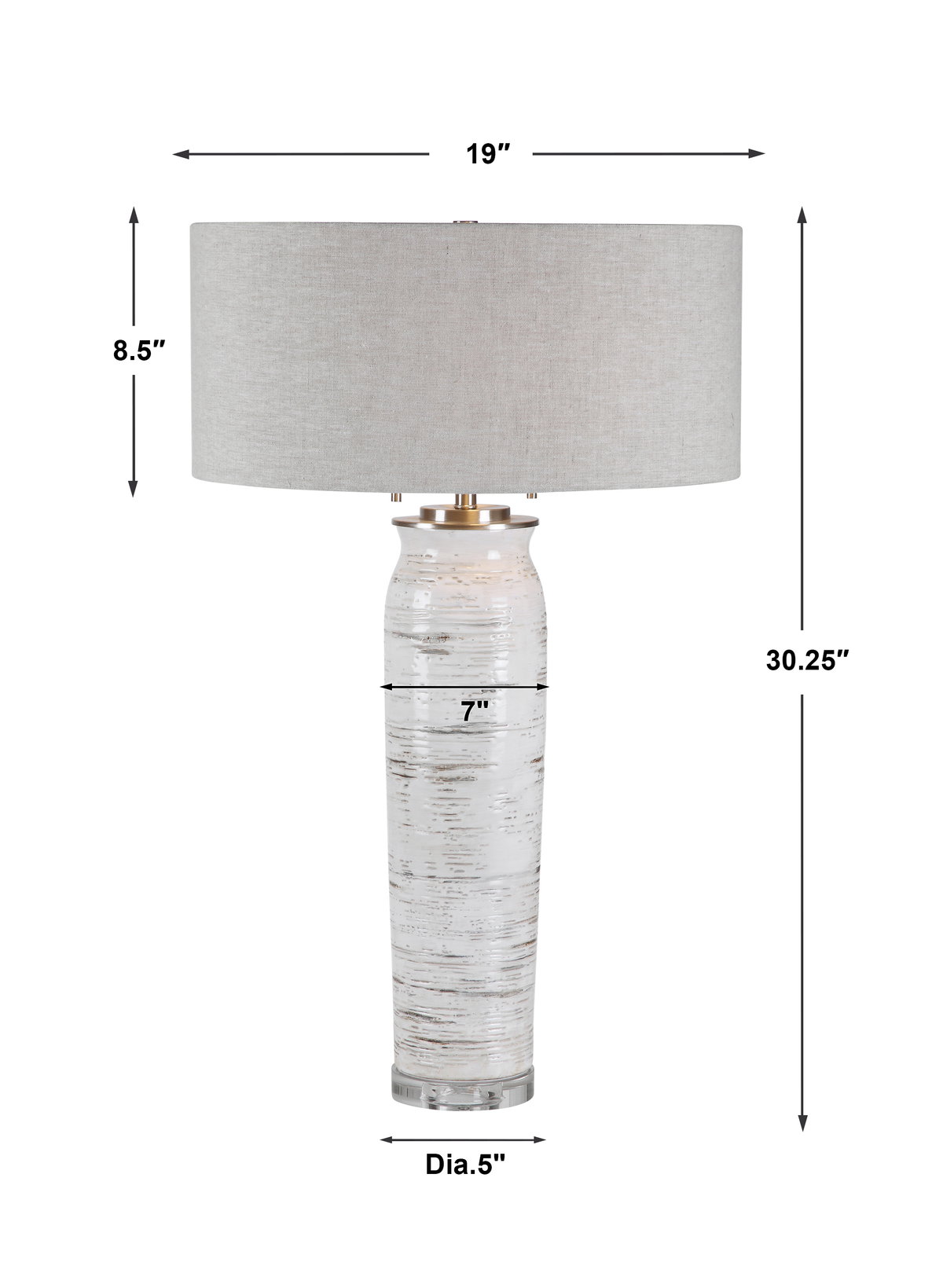 Lenta White Table Lamp, by Uttermost, 19" width x 30.25" height x 19" depth View 3