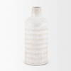 Tisha Large White with Terracotta Distressing Metal Vase, by Mercana, 5.91" length x 5.91" width x 14.17" height thumbnail 6