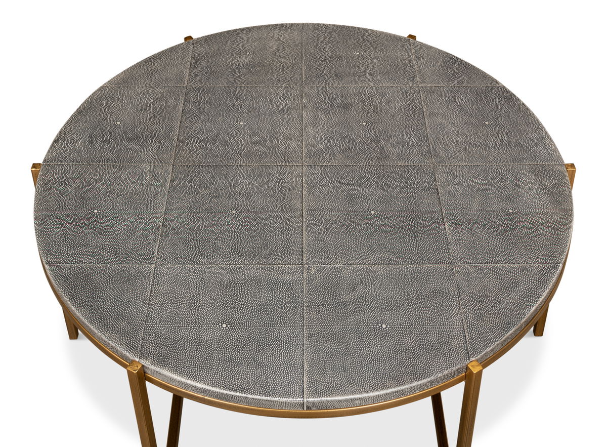 Grey Shagreen Coffee Table, by Sarreid, 2'10" length x 2'10" width x 1'4" height View 4