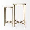 Vincent Octagonal White Marble Tabletop with Gold Metal End/Side Tables thumbnail 4