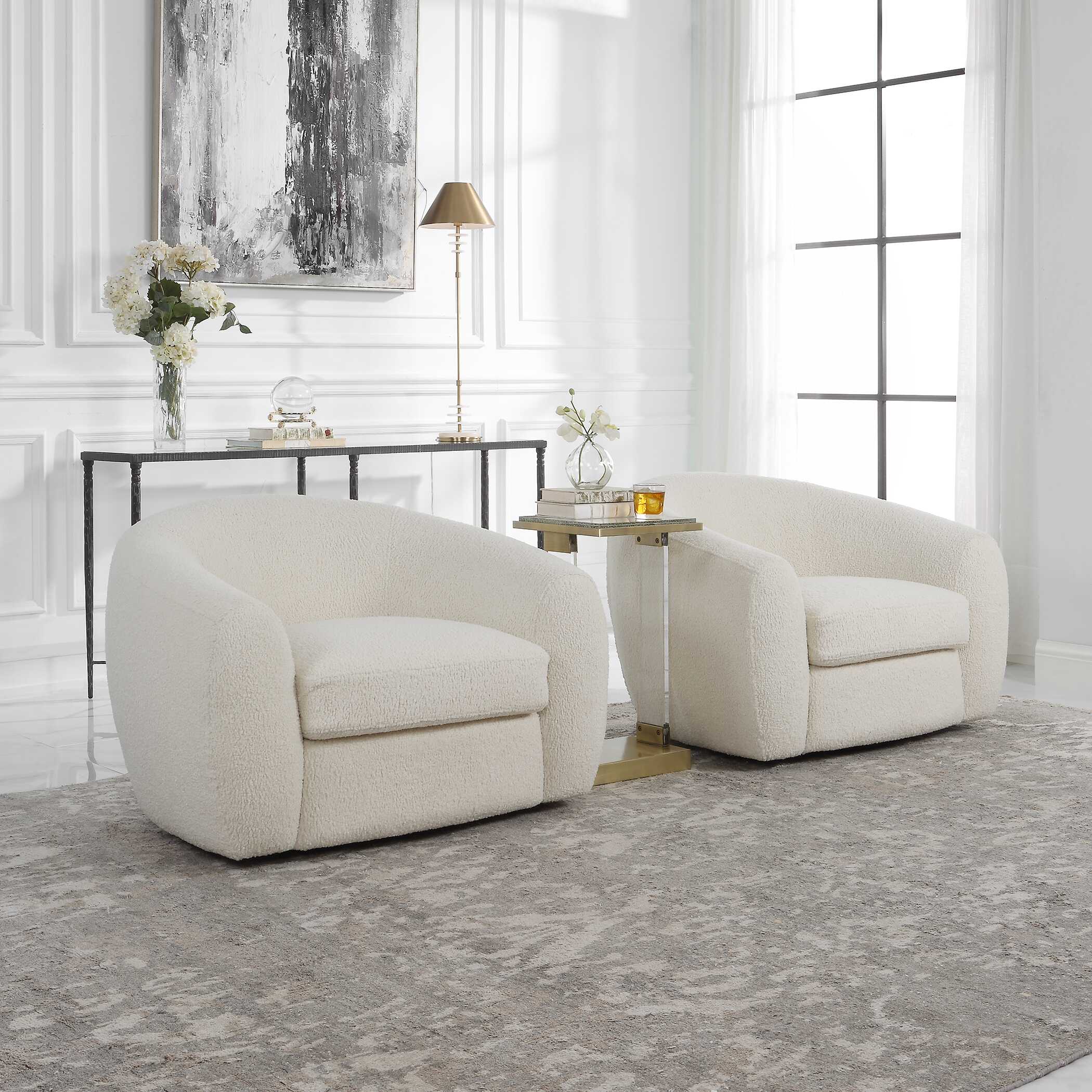 Capra Art Deco White Swivel Chair Capra Art Deco White Swivel Chair large image
