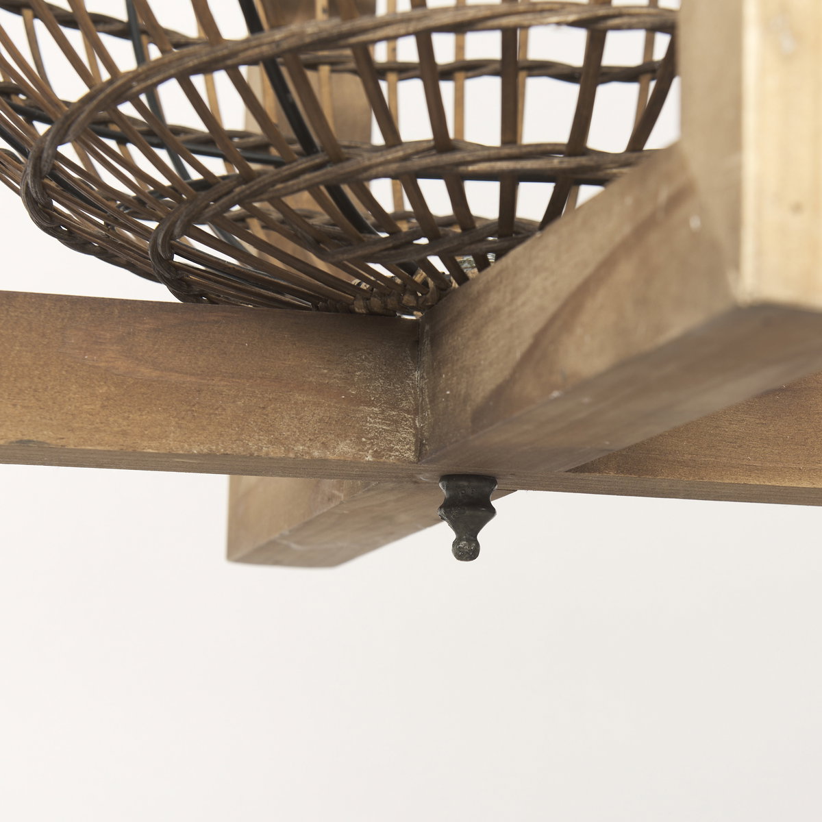 Kiley Warm Wood Basket Lantern Pendant Light, by Mercana, 15.75" length x 15.75" width x 37.2" height View 9