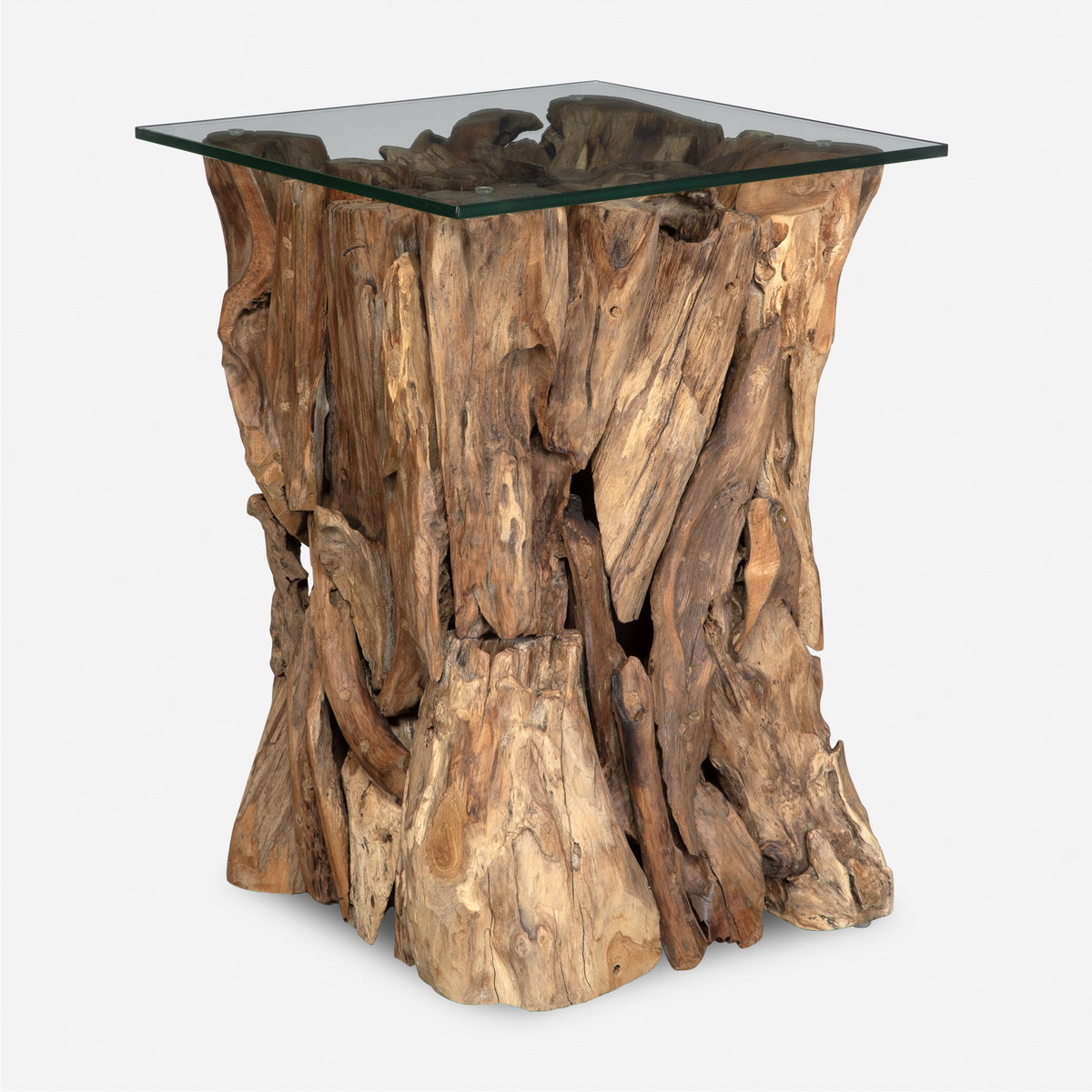 Rozel Teak Wood End Table, Side & End Table by Uttermost, 17.25" width x 24" height x 17.25" depth View 1