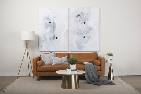 Svend 88.0L x 38.0W x 34.0H Tan Leather Sofa